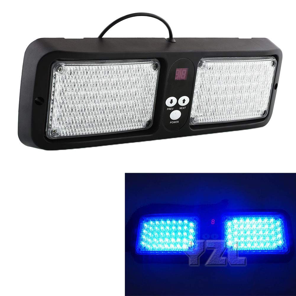HEHEMM 86 LED 12V Automotive Emergency Strobe Lights - Flashing Hazard Warning Light with 12 Modes for Sun Visor, Fits Trucks, Boats & Cars (Blue) | Perfect for Roadside Emergencies, Construction Zones & Marine Safety