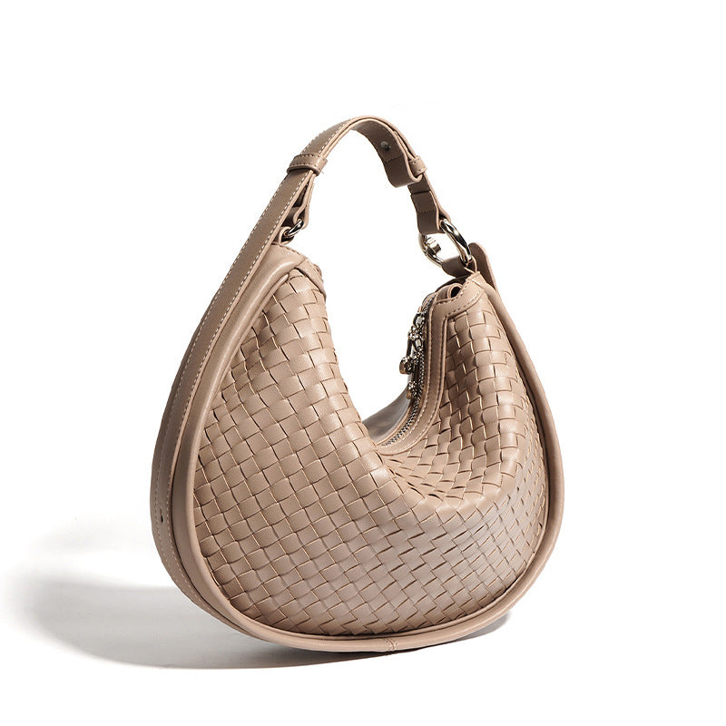 Stylish Woven Crescent Leather Crossbody Bag for Women - Perfect for Work, Travel & Everyday Use