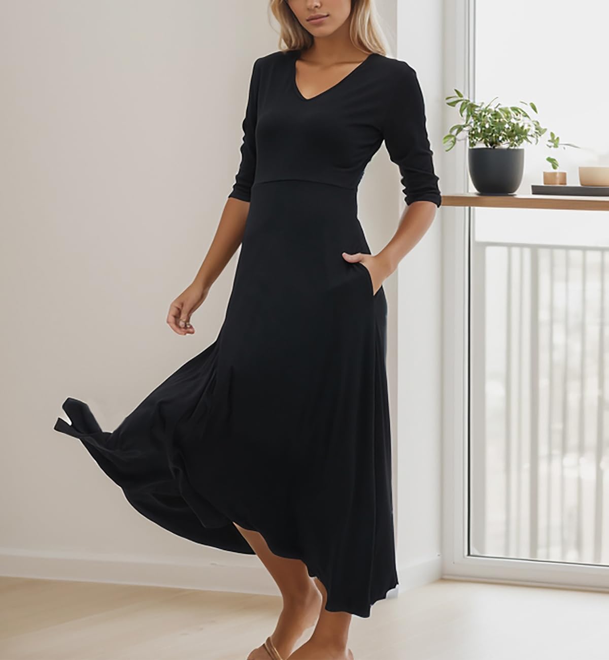 2024 Women's Maxi Dress - Casual Loose Beach Dress with Pockets | Summer Vacation, Pool Party, Boho Outfit
