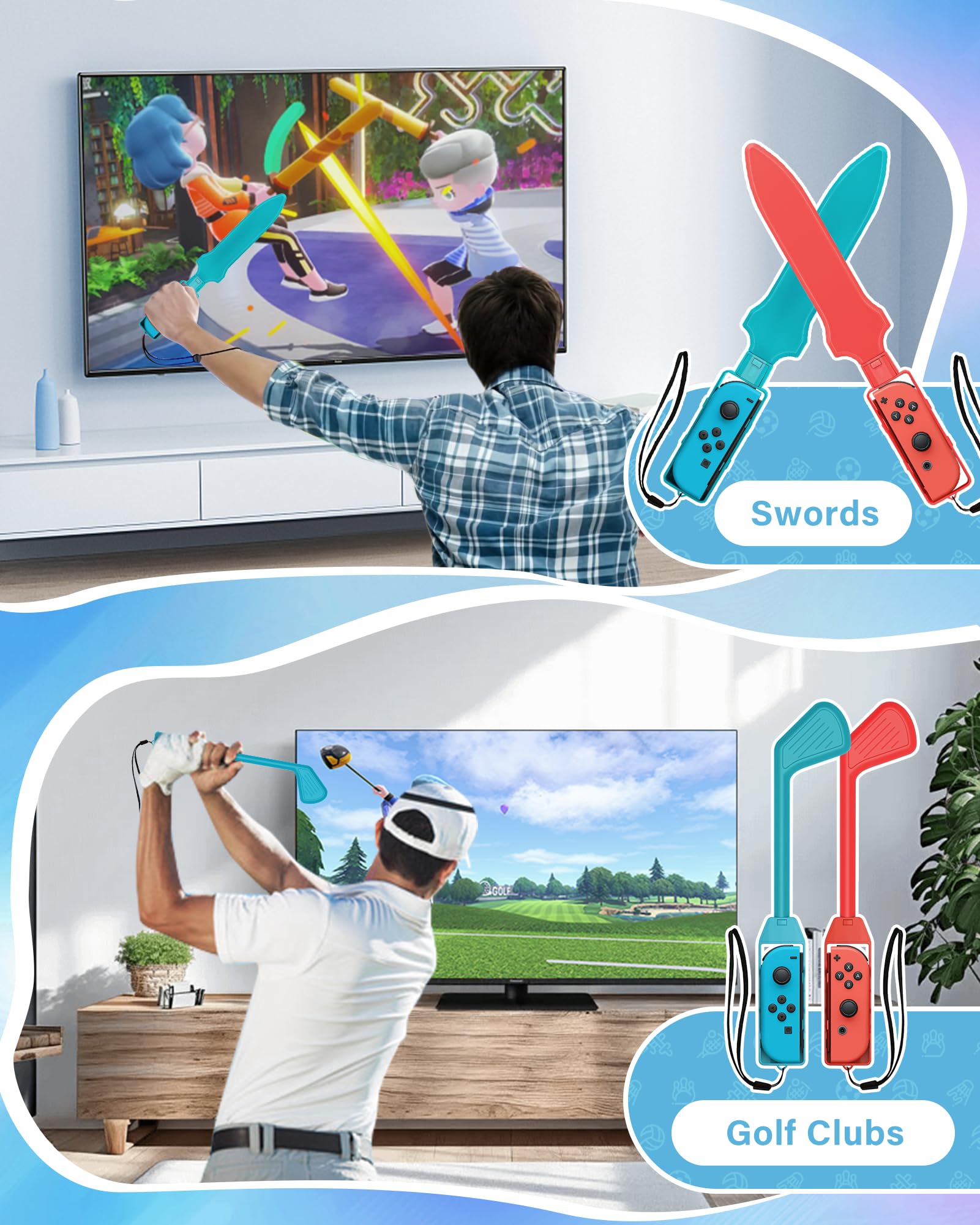 16-in-1 Nintendo Switch Sports Accessories Bundle Kit - Multiplayer Family Party Game Set for Switch/OLED - Perfect for Kids & Adults Indoor/Outdoor Sports Games