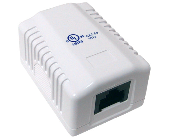 CAT5E Surface Mount Box - 1 Port & 2 Port Options - Pre-Wired Universal Enclosure (White) for Home & Office Network Installations