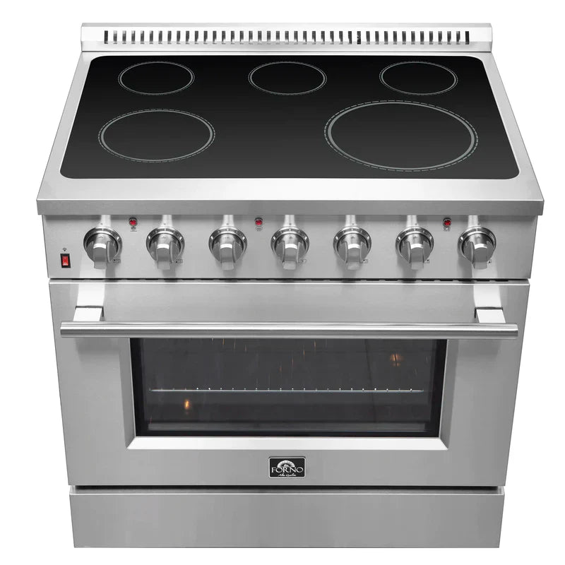 FORNO Galiano 36 Inch Electric Range with Convection Oven - Stainless Steel Built-In Stove FFSEL6083 36 - Perfect for Modern Kitchens & Home Cooking