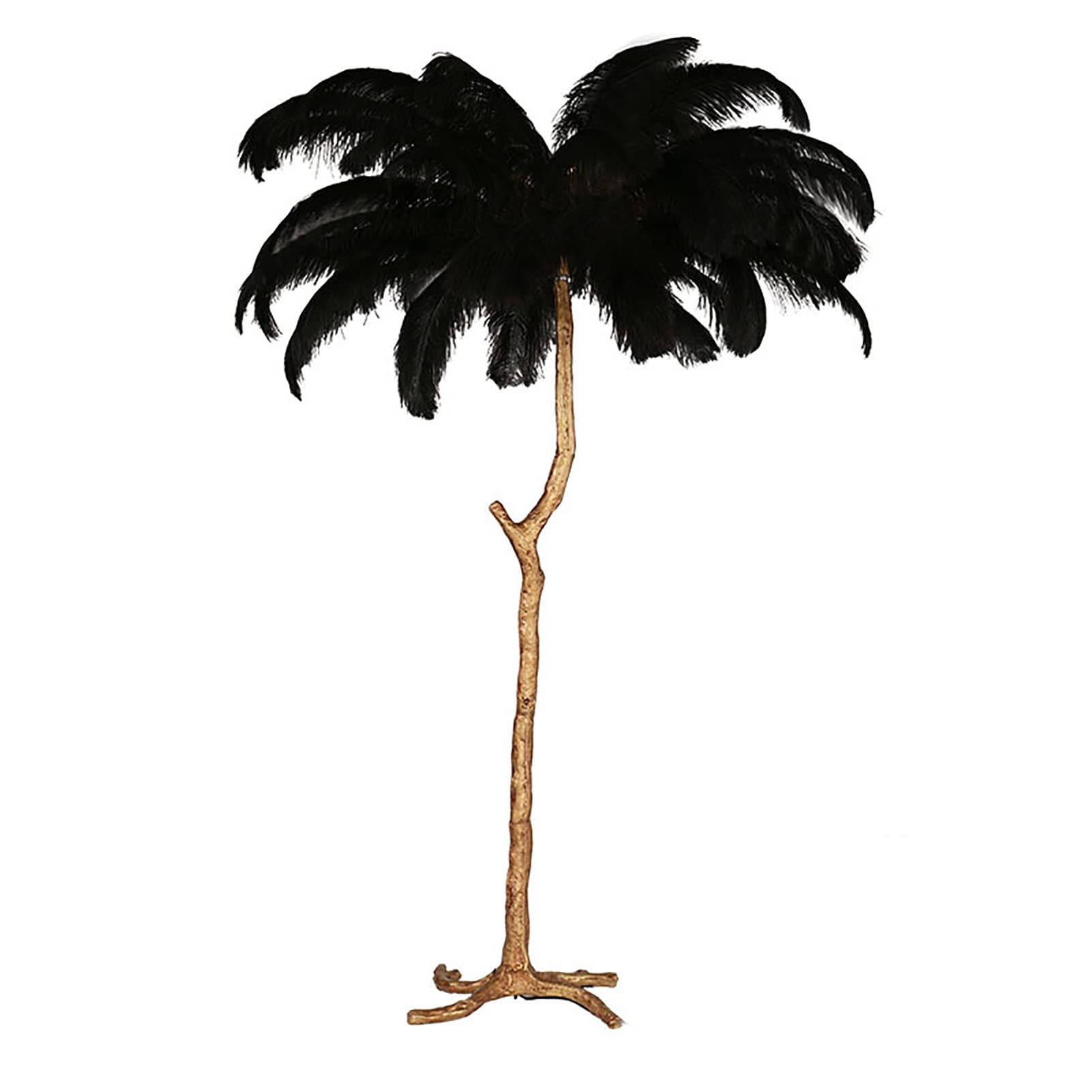 Nordic Ostrich Feather Table Lamp - Modern Palm Tree Stand Light for Bedroom, Living Room & Office Decor - Elegant Black Home Lighting for Interior Design & Ambient Mood Setting