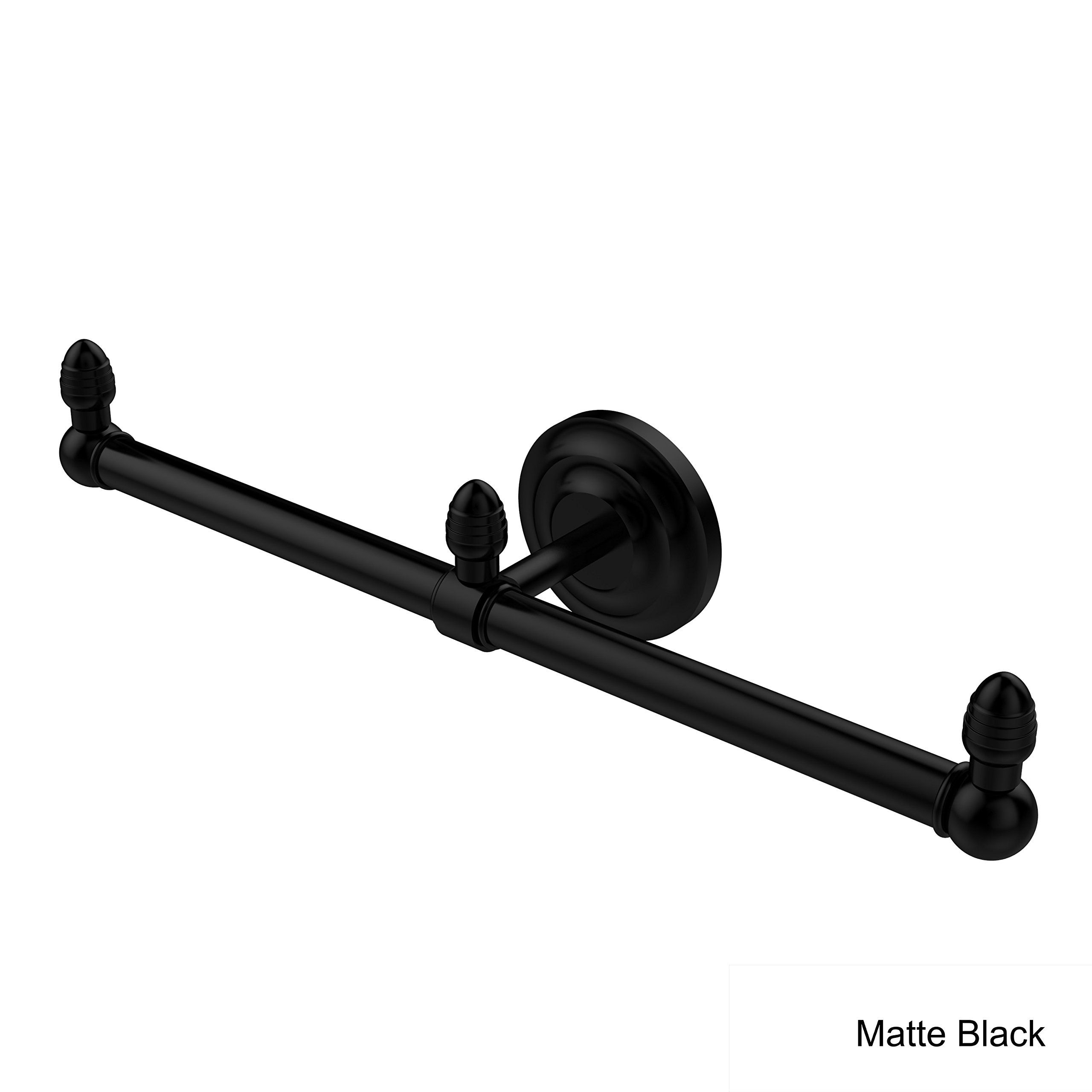 Allied Brass BPQN-HTB-2 Que Collection 2-Arm Bathroom Towel Holder, Matte Black - Perfect for Guest Bathrooms, Powder Rooms & Spa-Style Decor
