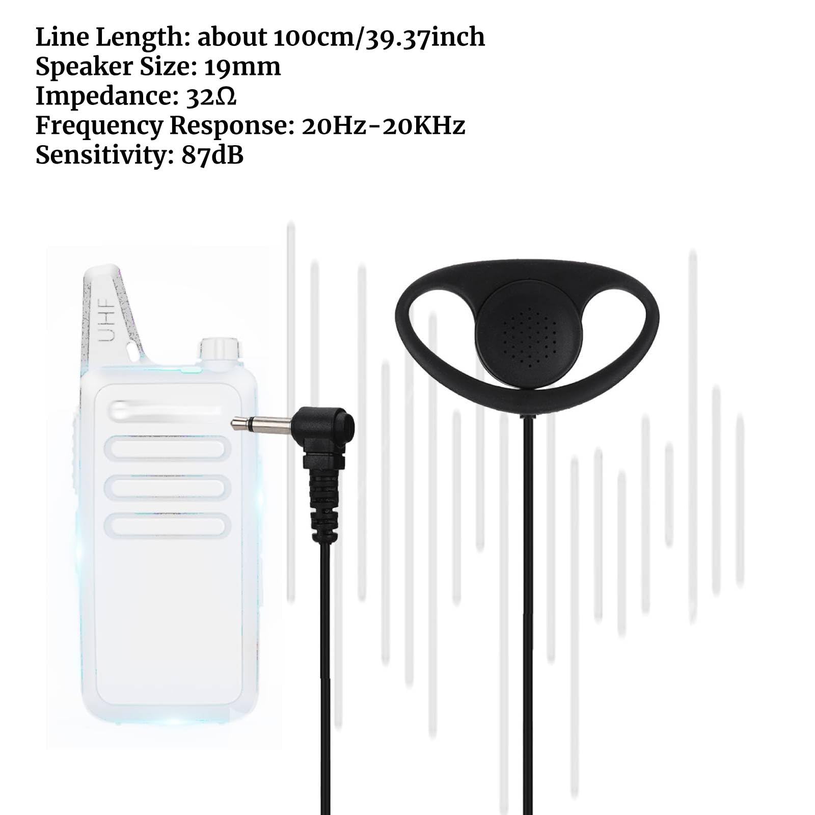 Niiyen Walkie Talkie Earpiece - 5 Pack 3.5mm Jack D-Shaped Headset with PTT Listening Mic for Two-Way Radios - Secure Clip-On Design for Security, Construction & Event Staff Communication