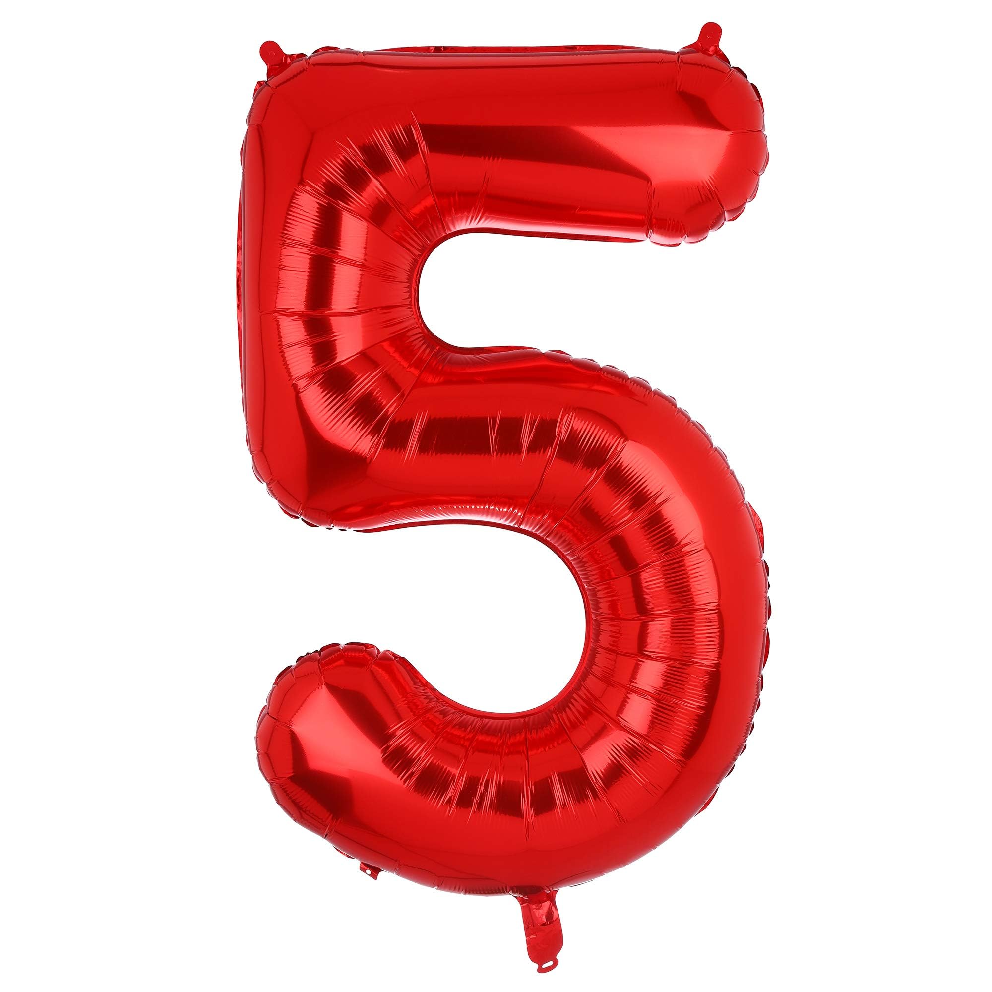 40 Inch 5 Red Number Balloons - Mylar Foil Helium Balloons for Birthday Party Decorations, Baby Shower Supplies, Anniversary Celebrations & Graduation Events - Perfect for Indoor/Outdoor Decor (Set of 5)