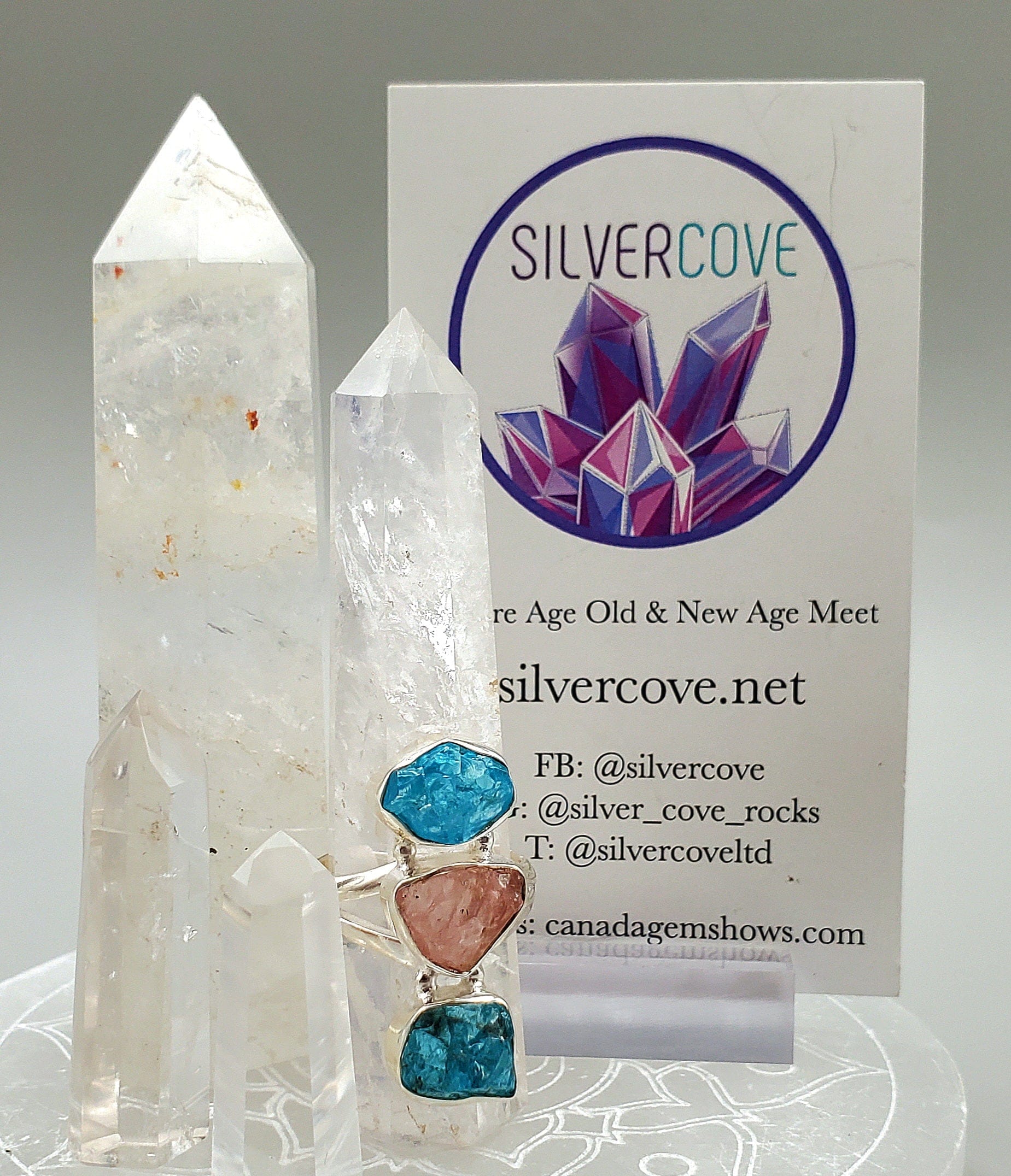 Apatite and Rose Quartz Sterling Silver Ring for Women - Elegant Healing Crystal Jewelry for Meditation, Yoga & Spiritual Gifts