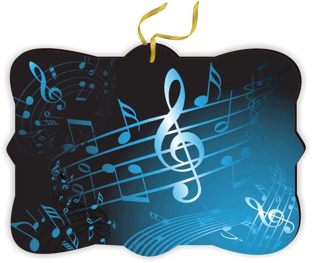 Treble Clef Music Note Sheet Music Blue Christmas Ornament - Elegant Hanging Decor for Tree, Rearview Mirror & Car Accessories - Perfect Gift for Musicians & Music Lovers