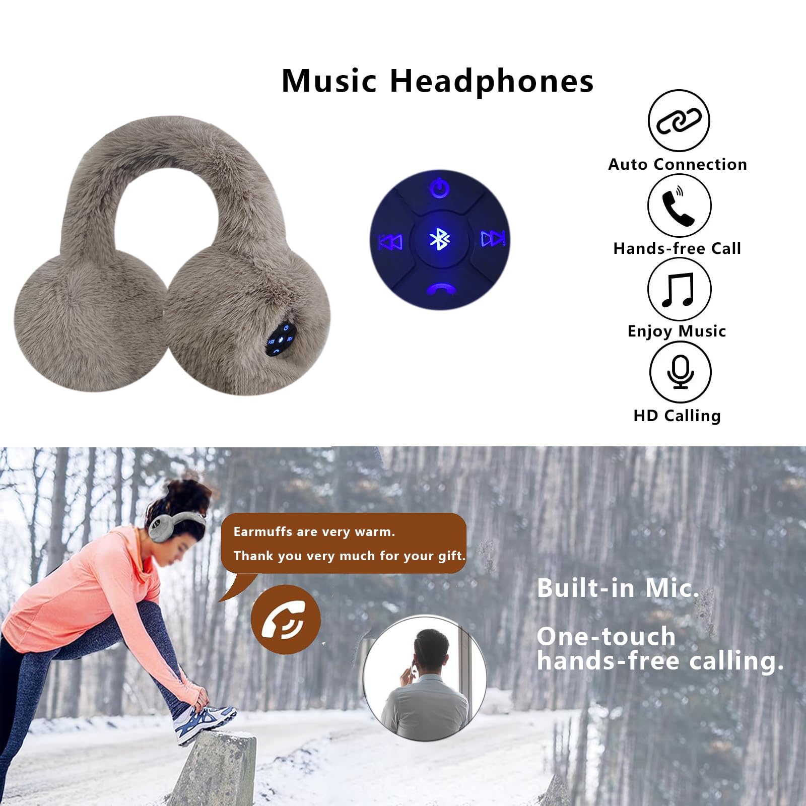 Heated Ear Muffs for Winter - Constant Temperature Earmuffs for Men & Women - Cold Weather Ear Warmers - Perfect for Skiing, Snowboarding & Outdoor Activities