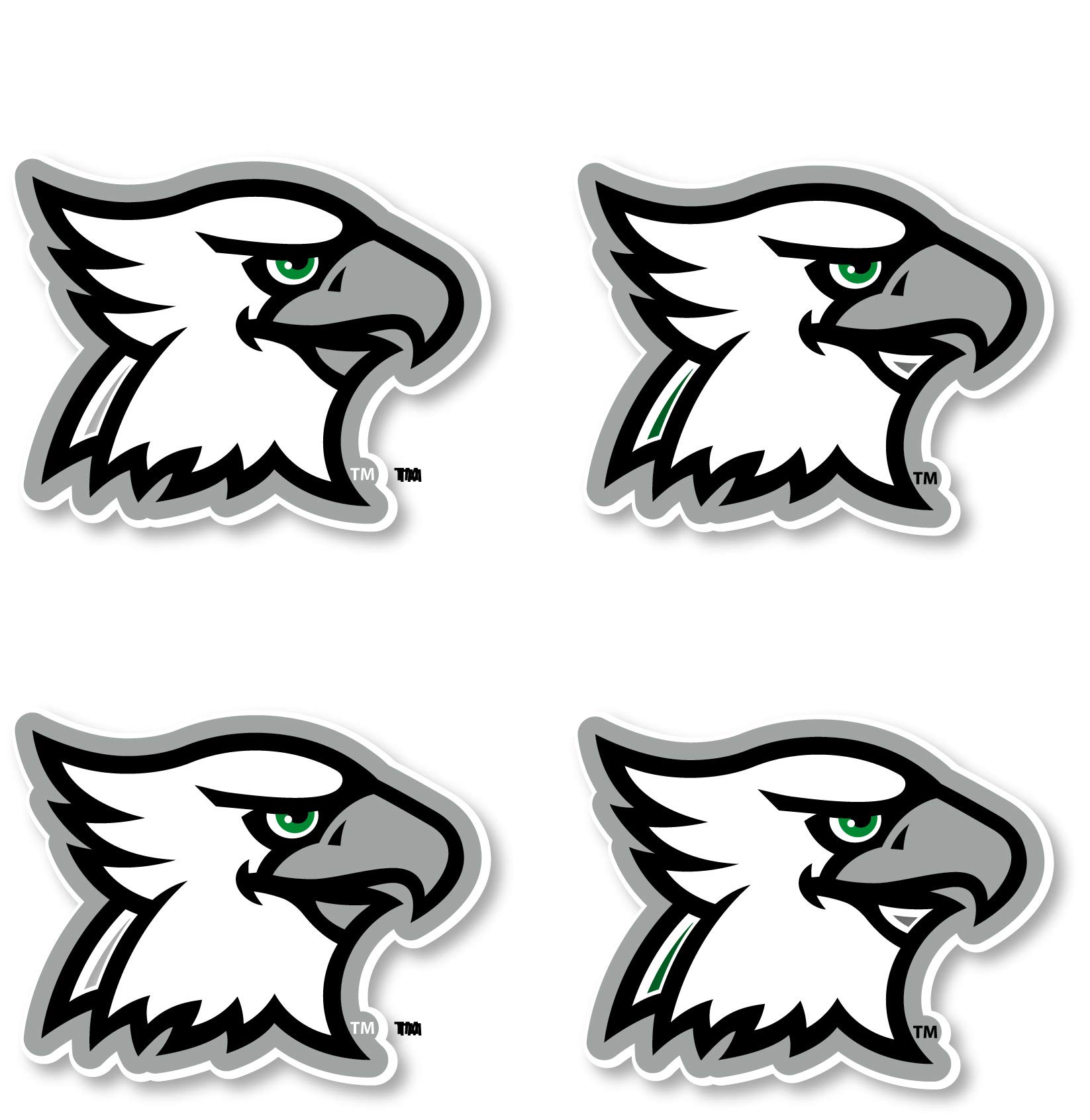 North Dakota Fighting Hawks 4-Pack Vinyl Decal Stickers - 4 Inch Mascot Car, Laptop & Window Decals - R&R Imports