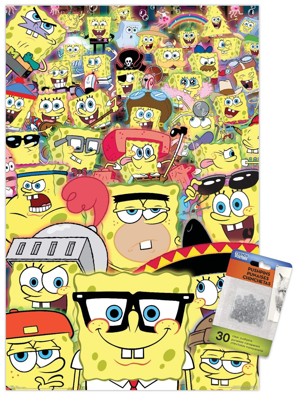Trends International Nickelodeon SpongeBob SquarePants Disguise Wall Poster - 14.72 x 22.37 Inches Premium Quality Poster with Push Pins - Perfect for Kids' Bedroom Decor, Game Room & Classroom Wall Art