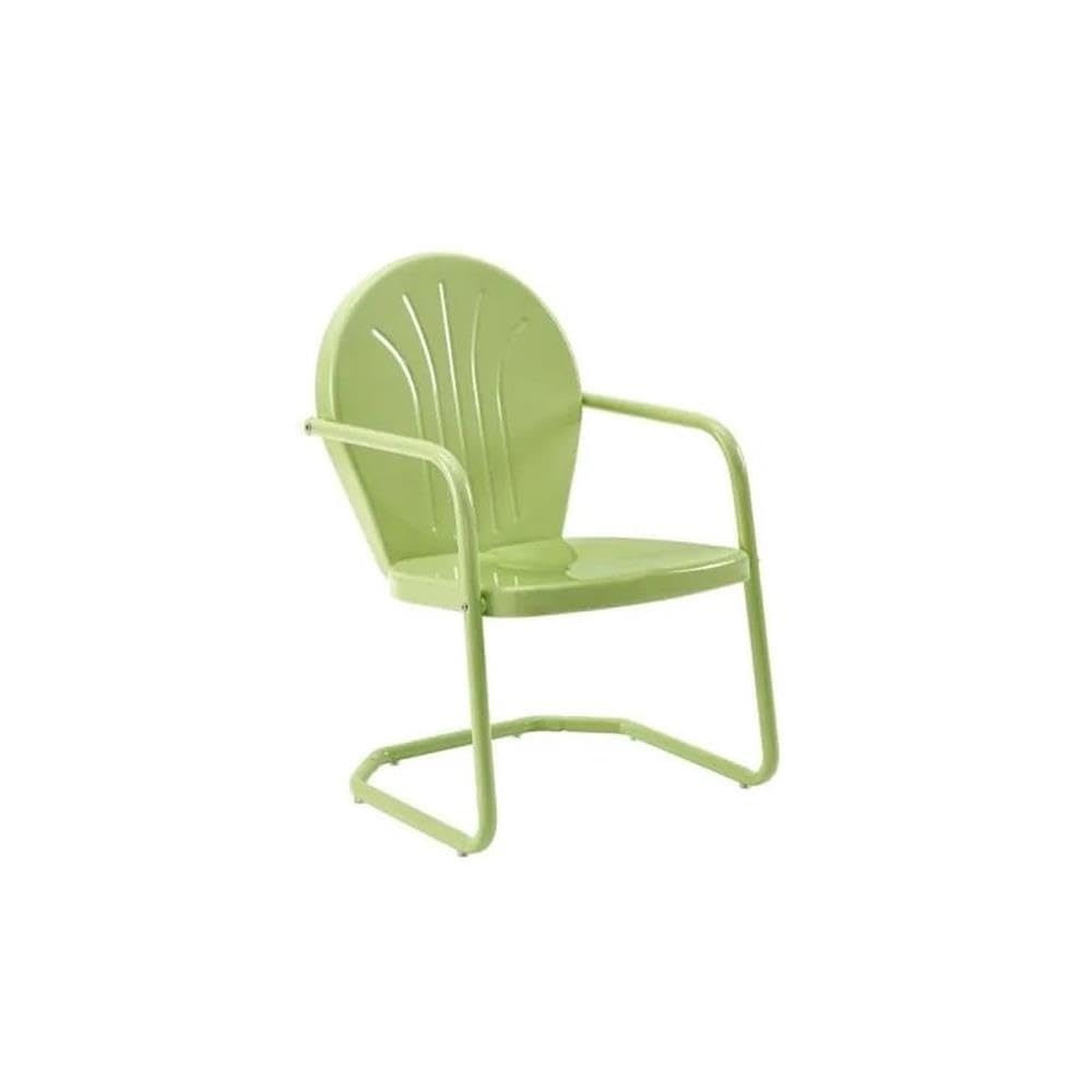 Durable Industrial Steel Metal Patio Chair with Lime Gloss Finish - Perfect for Outdoor Dining, Garden Relaxation & Poolside Lounging