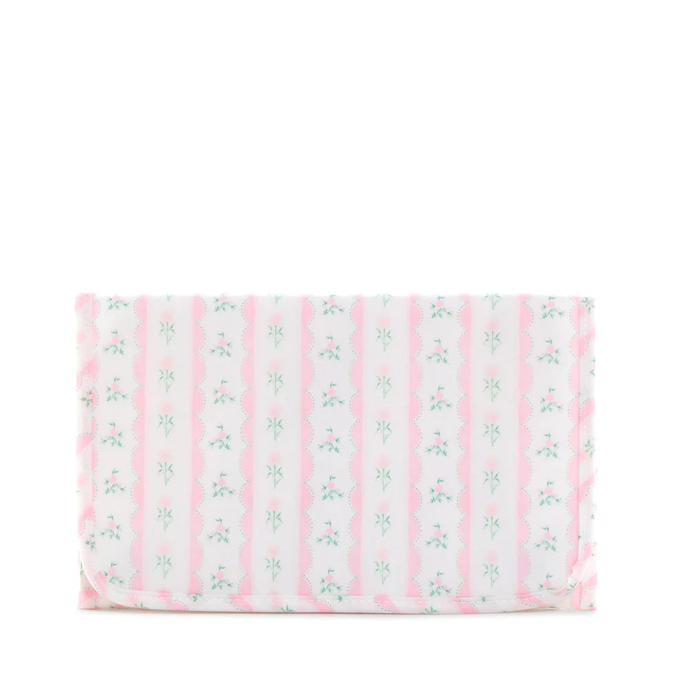 TRVL Design Game Changer Pad - Floral Pink Ribbon Pattern Non-Slip Yoga Mat for Home & Travel Workouts