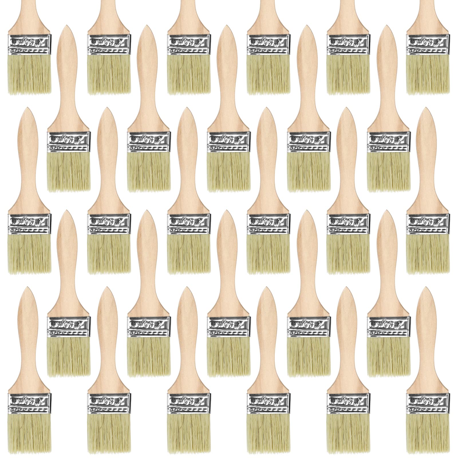 Premium 2-Inch Paint Brushes for Paint, Stains & Varnishes - Professional Wood, Wall & Furniture Painting Tools - Includes Brush Cleaner (Pack of 48) - Perfect for DIY Home Projects & Artist Watercolor Painting