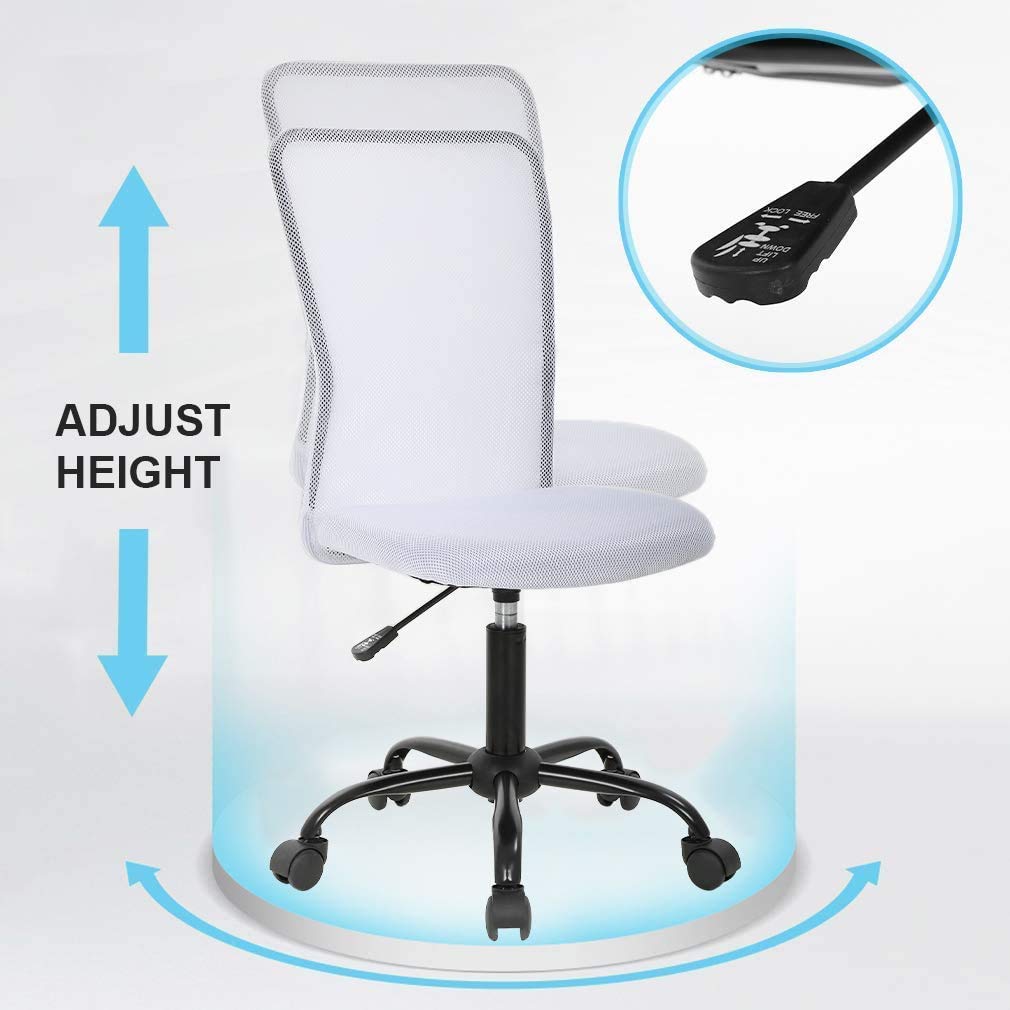Ergonomic Mesh Office Chair - Adjustable Mid Back Task Chair with Lumbar Support, Armless Rolling Swivel Computer Chair for Home & Office - Perfect for Long Work Hours, Video Calls, and Comfortable Workspaces (Women & Men)