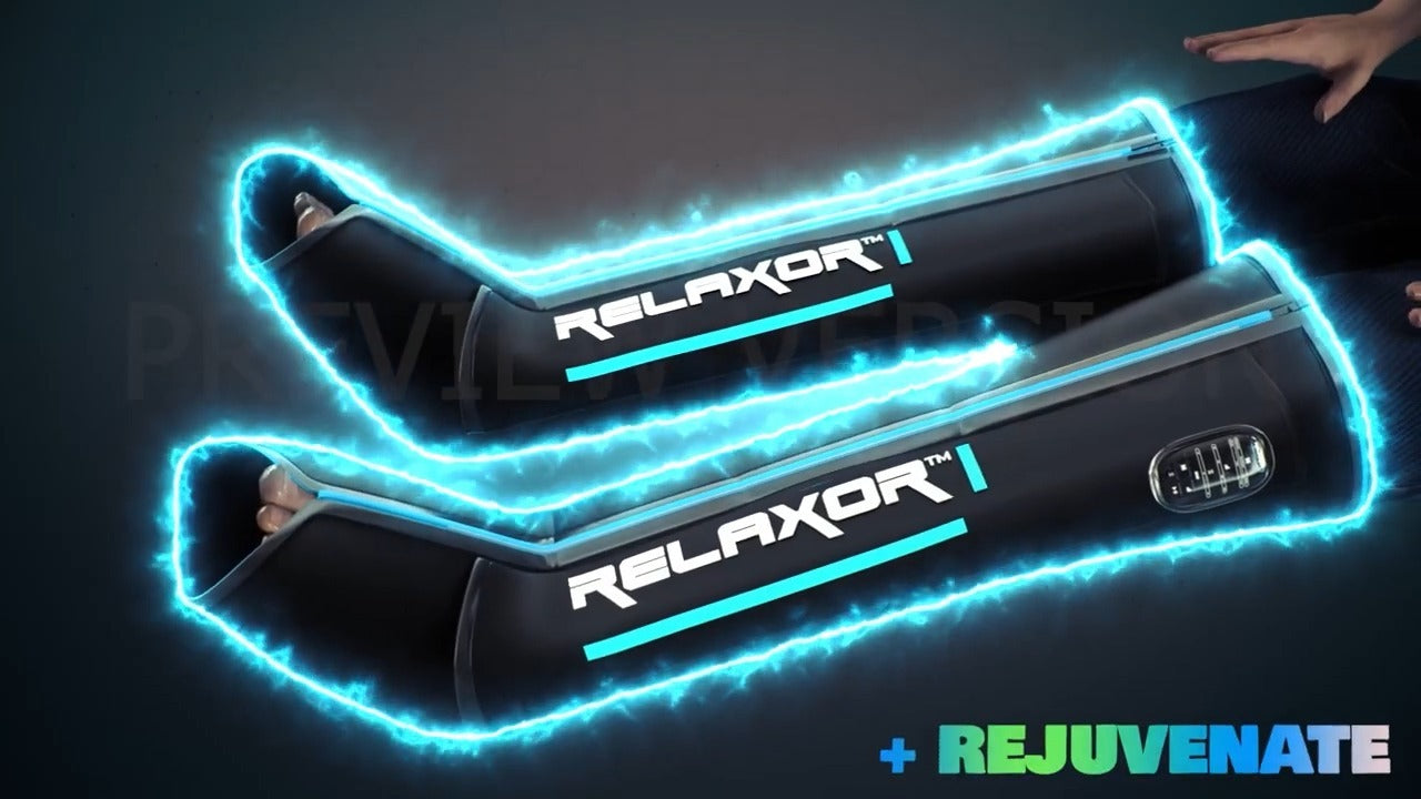 Relaxor Recover E Full Leg Recovery Therapy - Compression Sleeves for Muscle Pain Relief & Circulation - Ideal for Athletes, Runners & Post-Workout Recovery