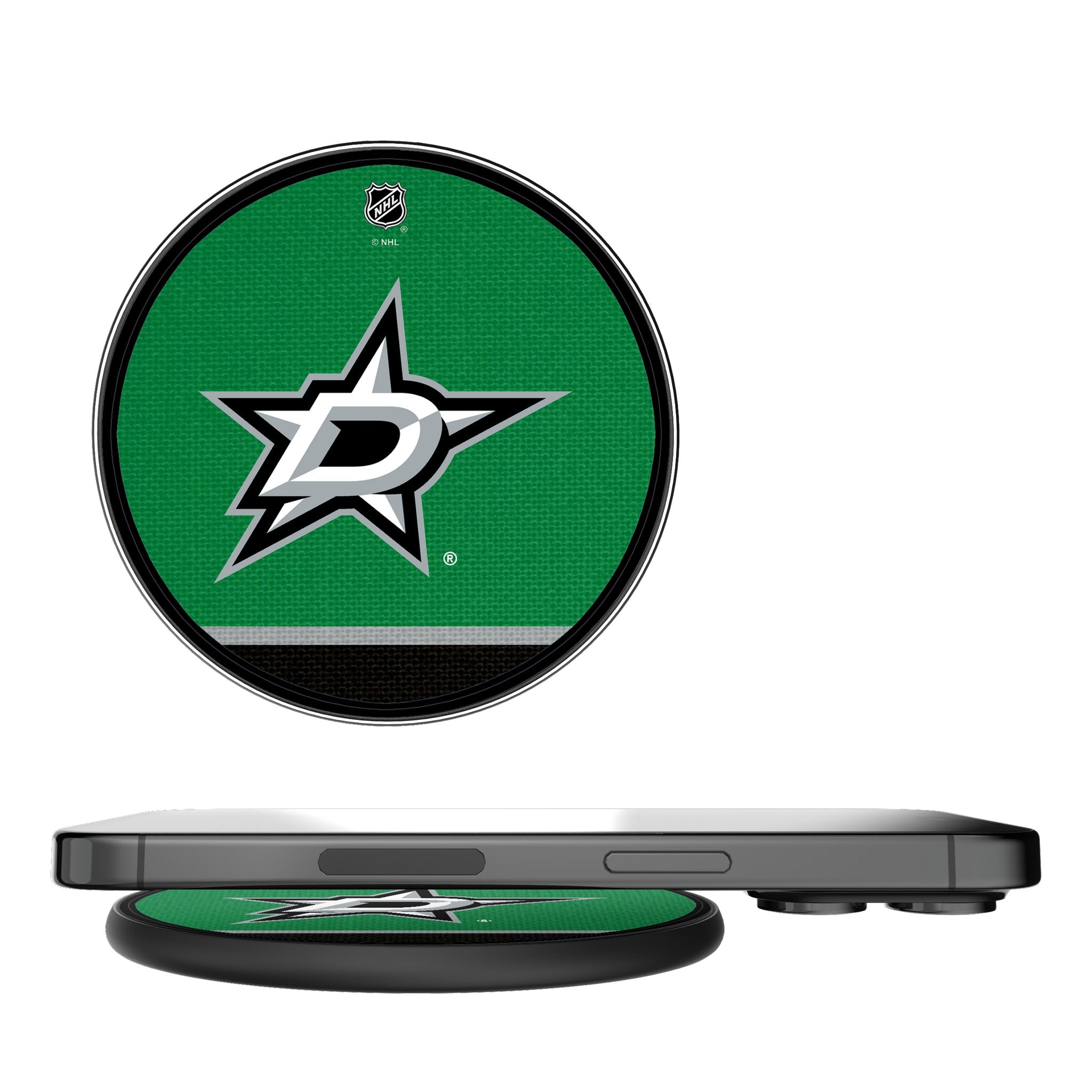 Dallas Stars Stripe 15W Fast Wireless Charger - Qi Certified Charging Pad for iPhone, Samsung Galaxy, AirPods - Perfect for Home, Office & Car Use