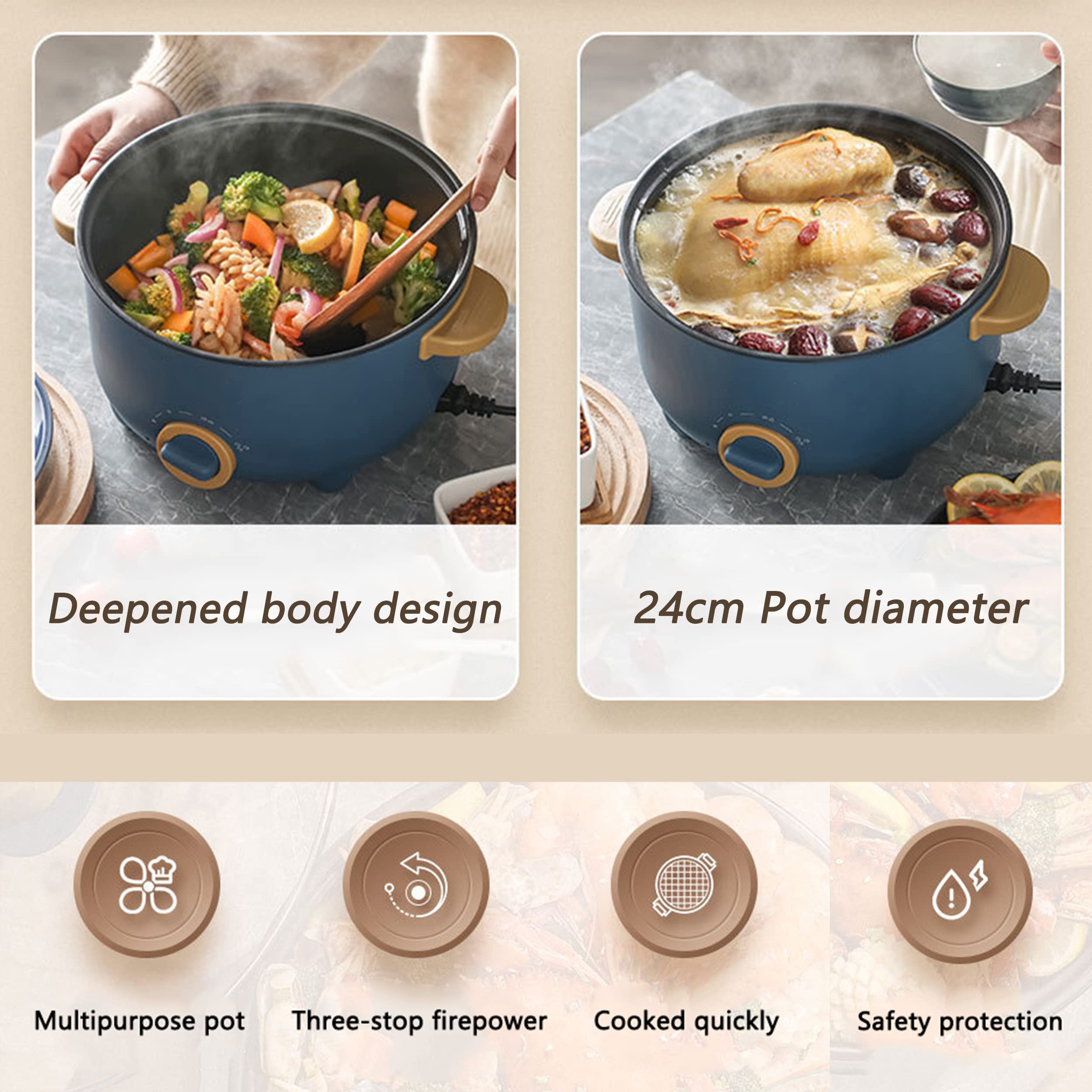 Multifunctional 3L Non-Stick Electric Hot Pot Cooker - 110V Skillet & Grill for Shabu Shabu, Ramen, Steak & Stir Fry - Perfect for Home, Office, Dorm & Party Cooking
