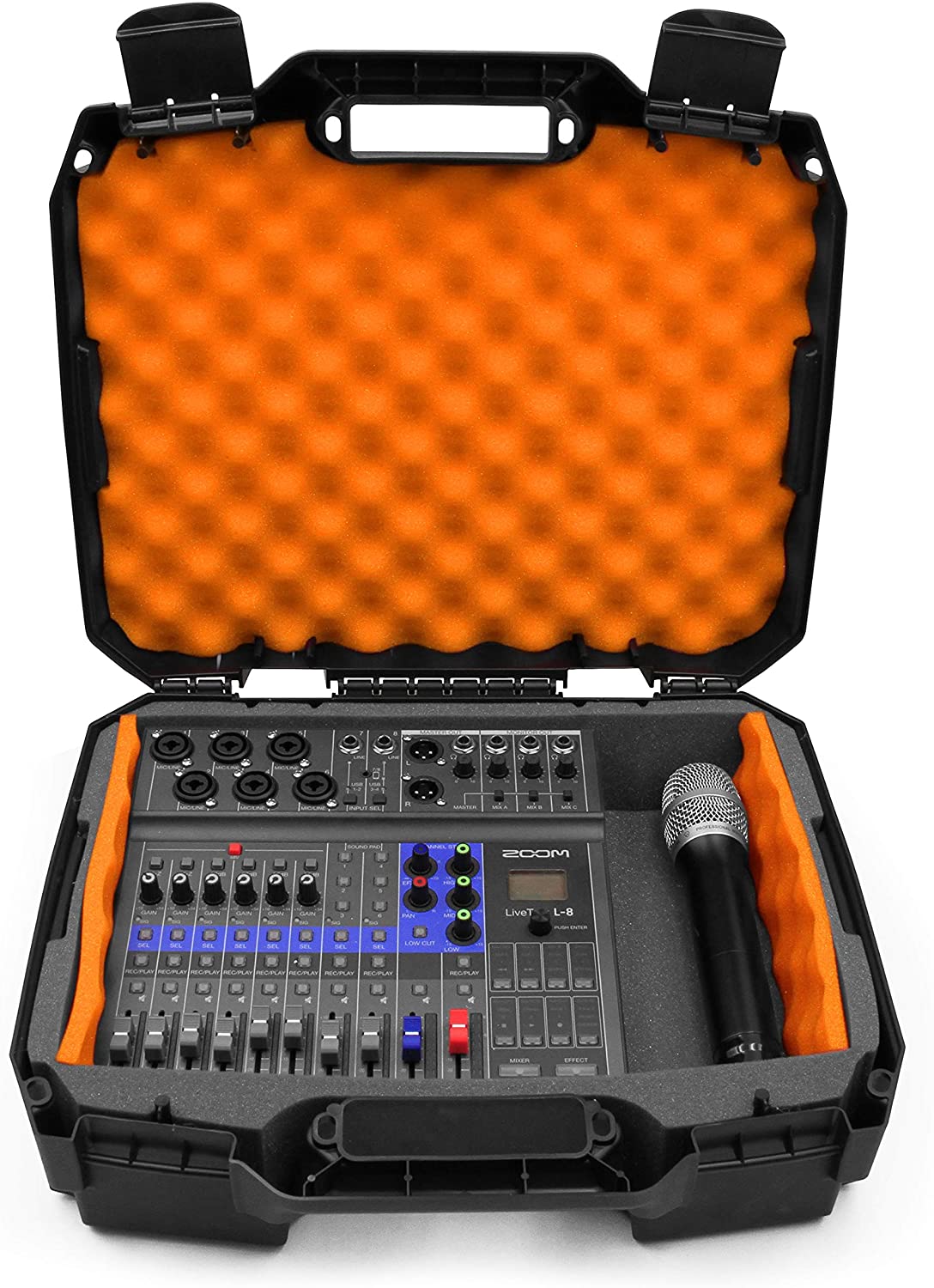 CASEMATIX Studio Mixer Case for Zoom LiveTrak L-8 L8 Podcast Recorder - Custom Foam Protection for Mixer, Mics, Cables & Accessories - Perfect for Podcasting, Live Recording & Studio Storage