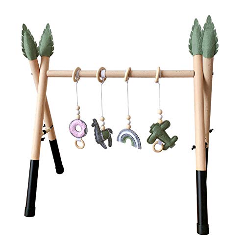 **Baby Wooden Play Gym & Activity Center - Detachable Exercise Frame with Rattle Rings, Sensory Toys for Newborns & Infants | Perfect for Tummy Time, Early Development & Motor Skills**