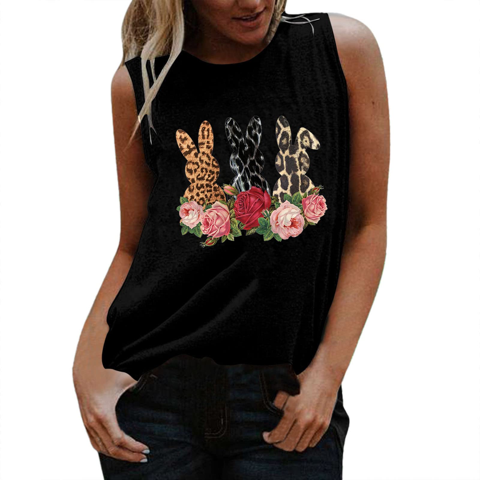 Women's Summer Sleeveless Tank Top - Casual Round Neck Tunic Blouse for Women | Perfect for Beach, Vacation & Easter Outfits
