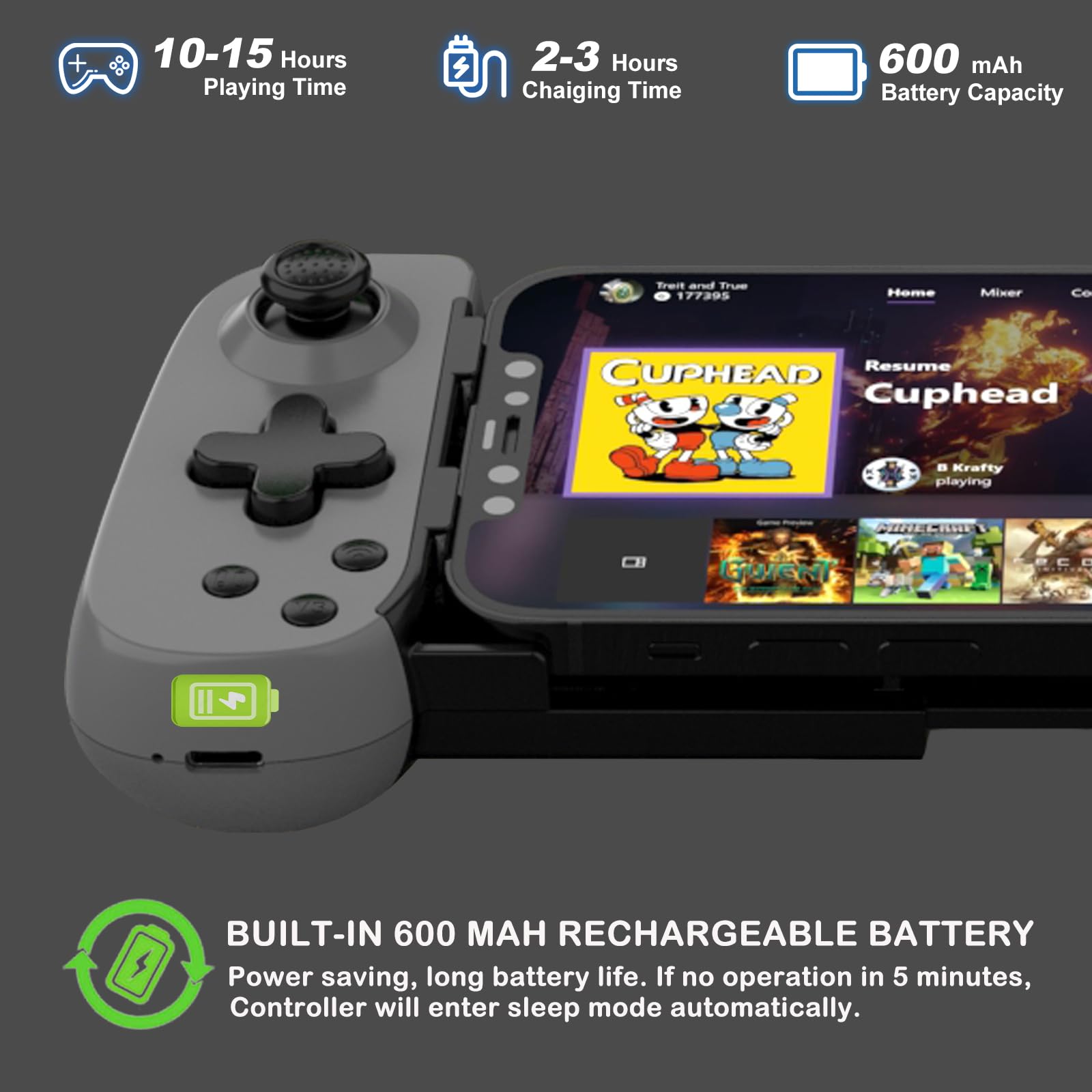 Wireless Gamepad for iPhone/Android/PC/PS5 - Turbo/Gyro/Dual Motors - Perfect for Cloud Gaming & Streaming