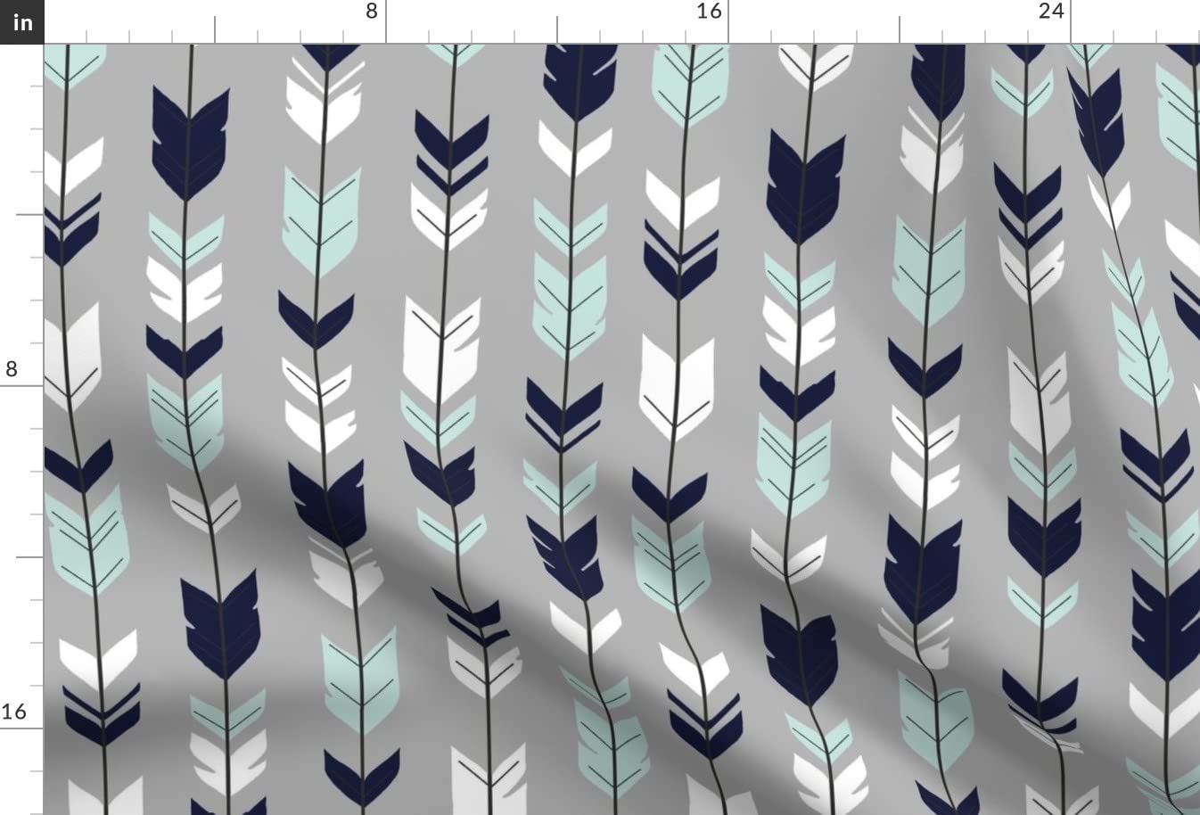 Premium Spoonflower Upholstery Velvet Fabric by The Yard - Navy Mint White Arrow & Feather Woodland Boho Nursery Print - Perfect for Home Decor, DIY Projects, Furniture Upholstery & Apparel Making