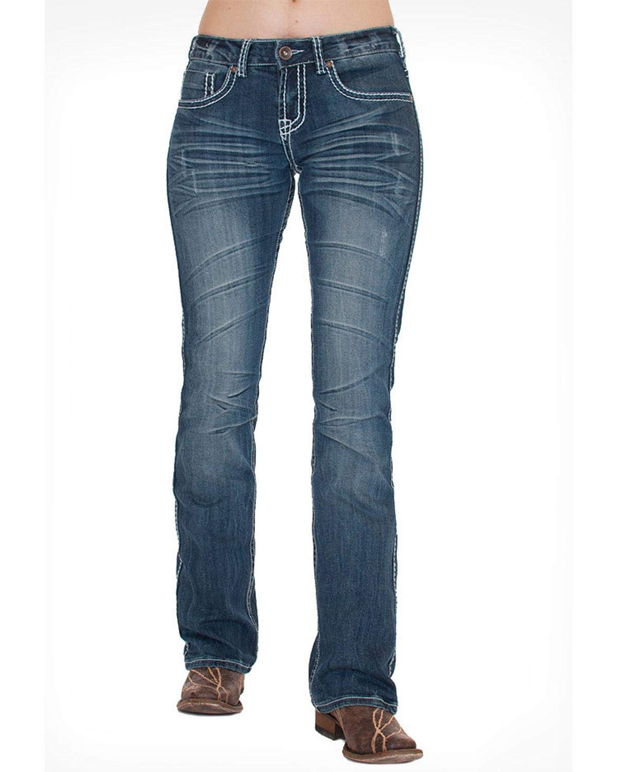 Cowgirl Tuff Women's Bootcut Jeans - Stylish Distressed Denim Pants for Western Fashion | Perfect for Rodeo, Country Concerts & Everyday Wear