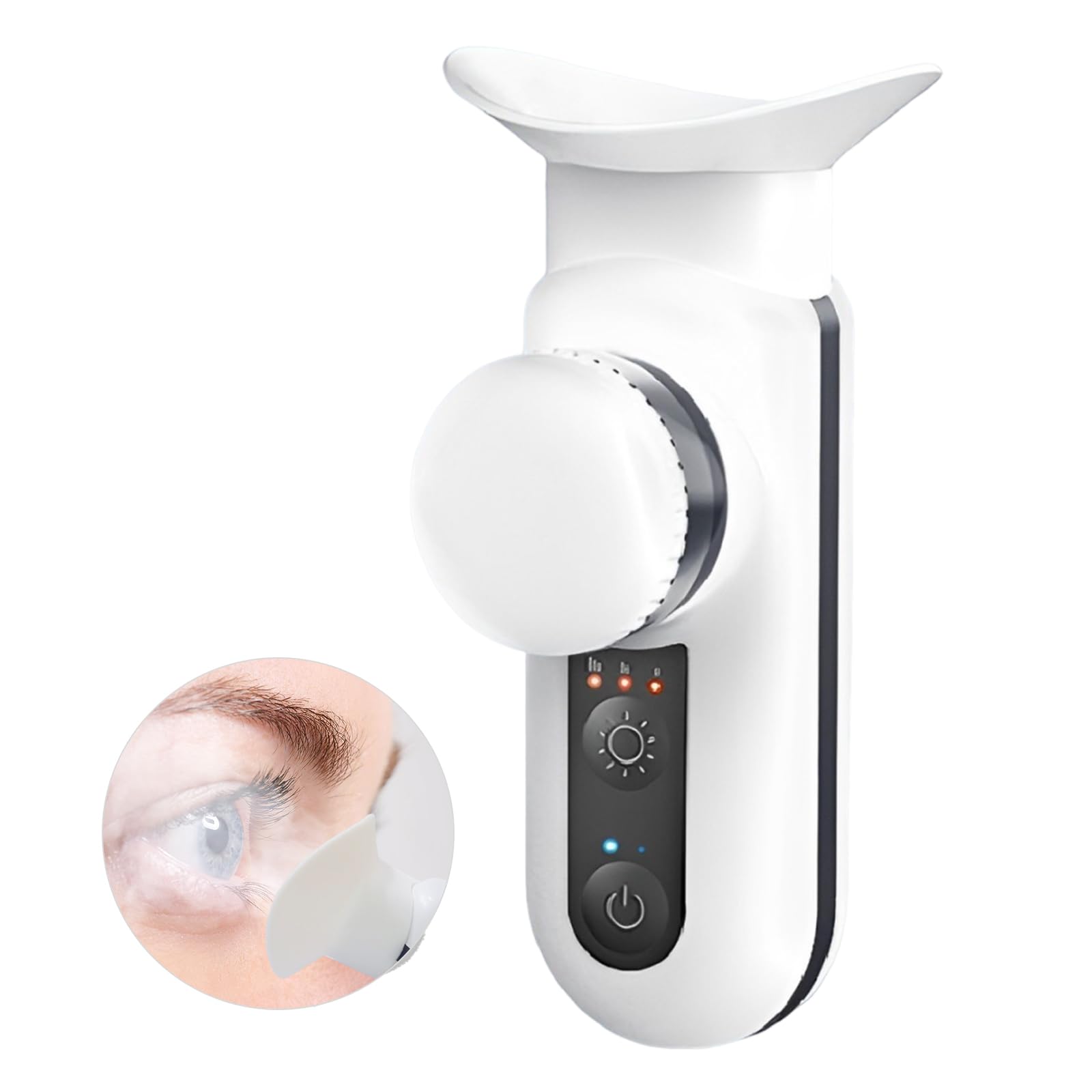 Rechargeable USB Heated Eye Massager - Portable Nano Steam Moisturizer for Dry Eyes & Stye Relief, Warm Compress Electric Eye Mask for Home, Office & Travel Use - Off White | Perfect for Stress Relief & Eye Care Routine