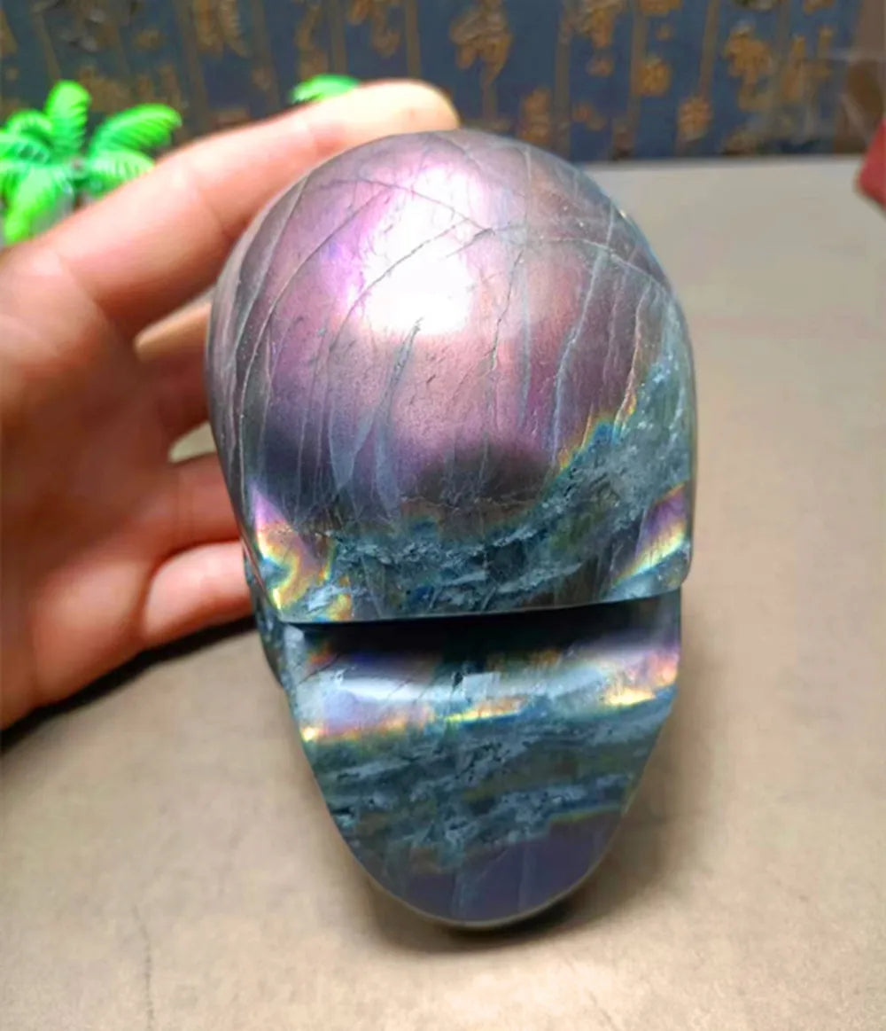 1003g Natural Purple Labradorite Quartz Crystal Skull - Healing Energy Stone for Home Decor, Fashion Jewelry & Spiritual Gifts | Meditation, Reiki, Feng Shui & Unique Present