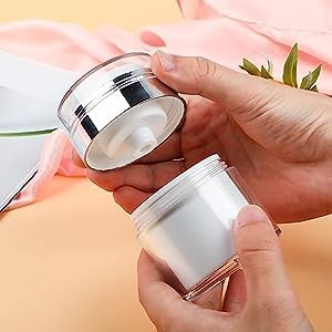 SNNP Airless Pump Jars - Refillable Acrylic Cosmetic Containers with Lids for Face Cream, Lotion & Skincare | Travel-Friendly Moisturizer Dispenser for Thick Creams | Perfect for Home, Salon & On-The-Go Use