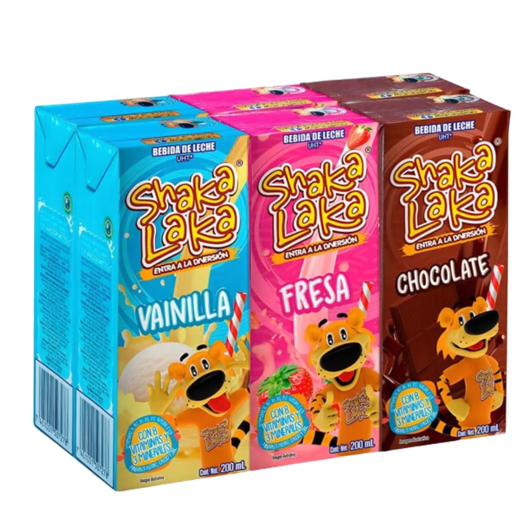 SHAKA LAKA Assorted Flavor Artificially Flavored Milk Drink - 6.75 fl oz (Pack of 6) | Perfect for Kids Lunchboxes, School Snacks & On-the-Go Refreshment