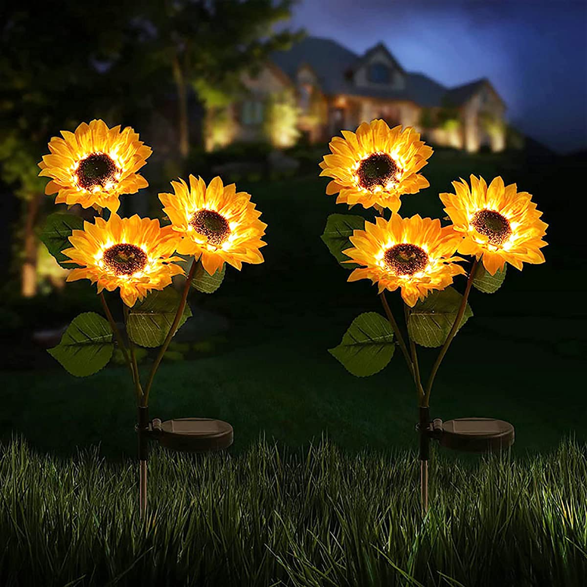 2 Pack Solar Garden Stake Lights - 30LED Waterproof Outdoor Sunflower Solar Lights for Landscape, Path, Courtyard, Terrace & Backyard | Decorative DIY Flower Tree Lighting for Christmas & Year-Round Garden Decor