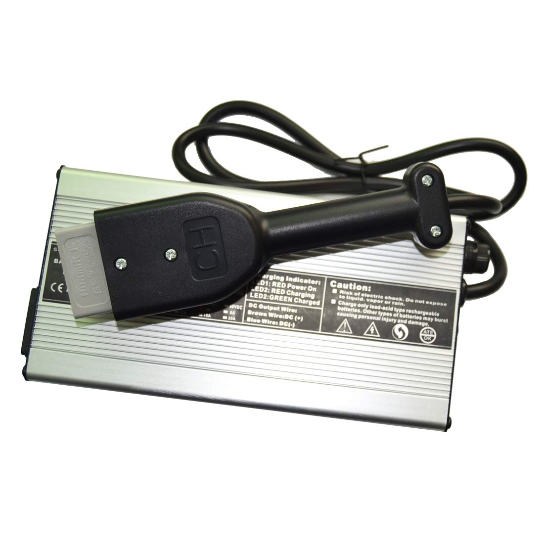 48V 5A Golf Cart Battery Charger for Trojan Batteries - Lightweight & Slim Design with Anderson SB50 Connector & Handle - Compatible with Yamaha, Club Car, EZGO, Marathon Golf Carts (Silver) - Perfect for Home, Golf Course & RV Use