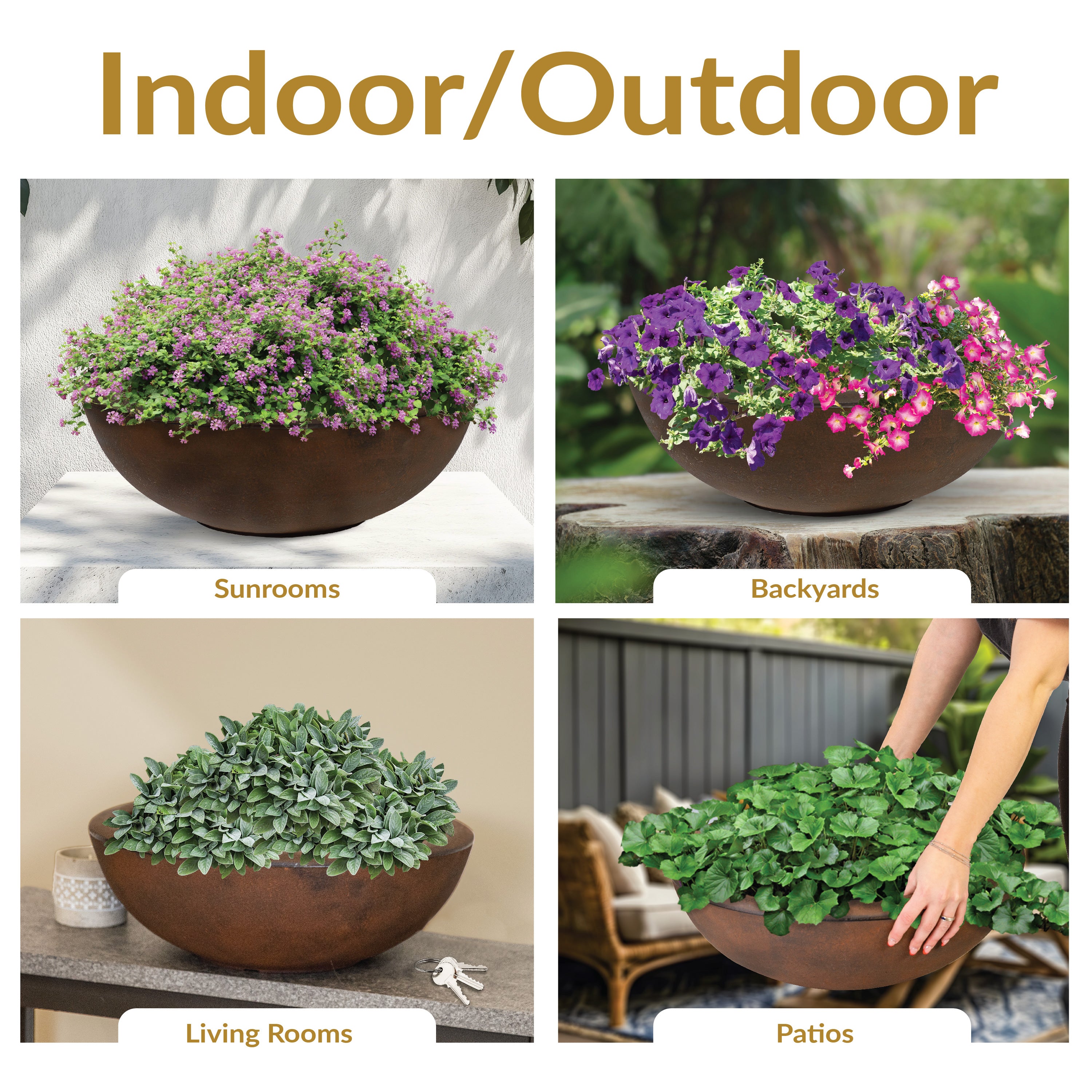 20.75 Inch Sunnydaze Percival Polyresin Outdoor Planter Bowl - Durable Garden Decor for Patio, Porch & Backyard Landscaping