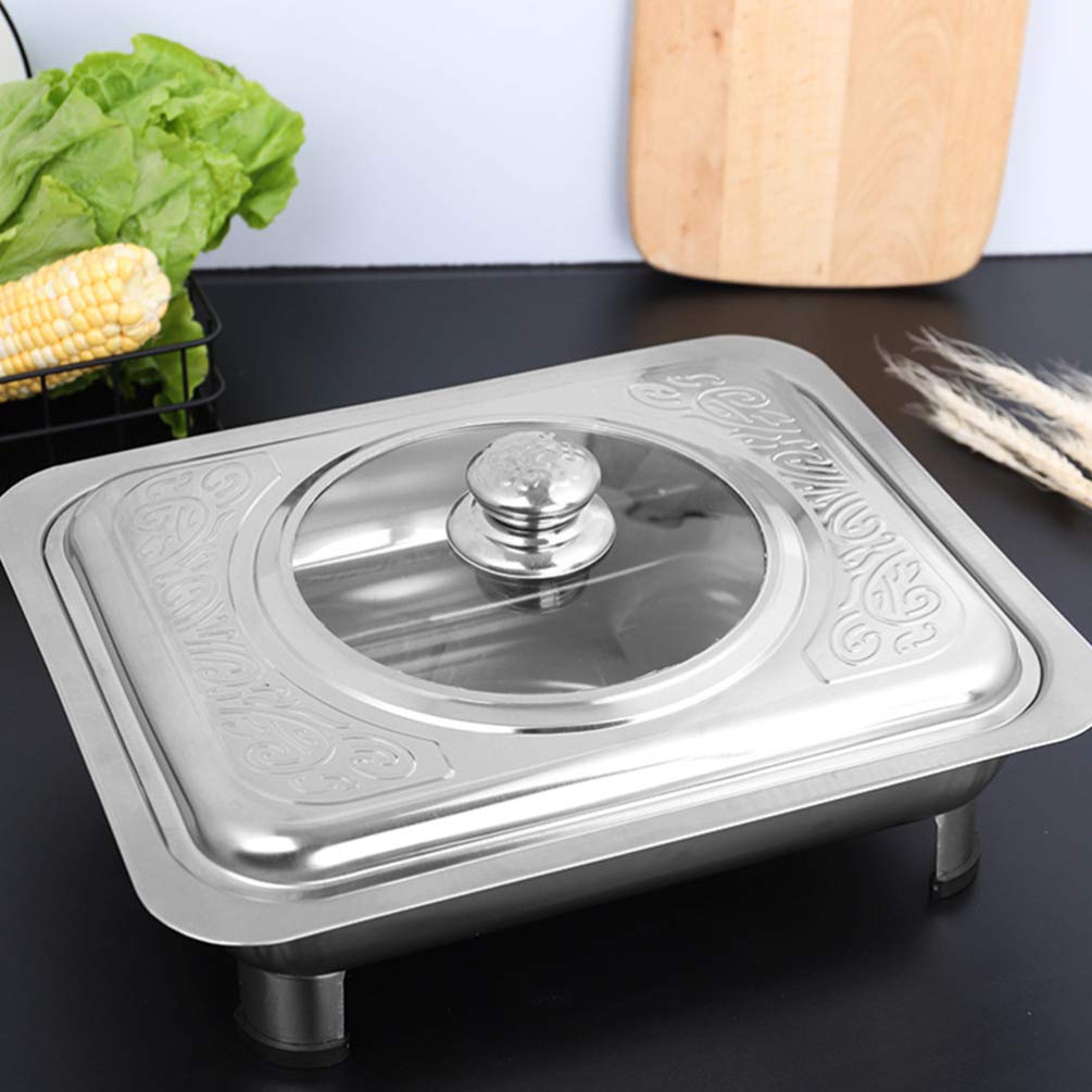 Premium Stainless Steel Rectangular Food Tray - Hemoton 1-Piece Dinner Plate, Fruit & Snack Serving Dish for Kitchen, Dining, Buffet, Party & Catering