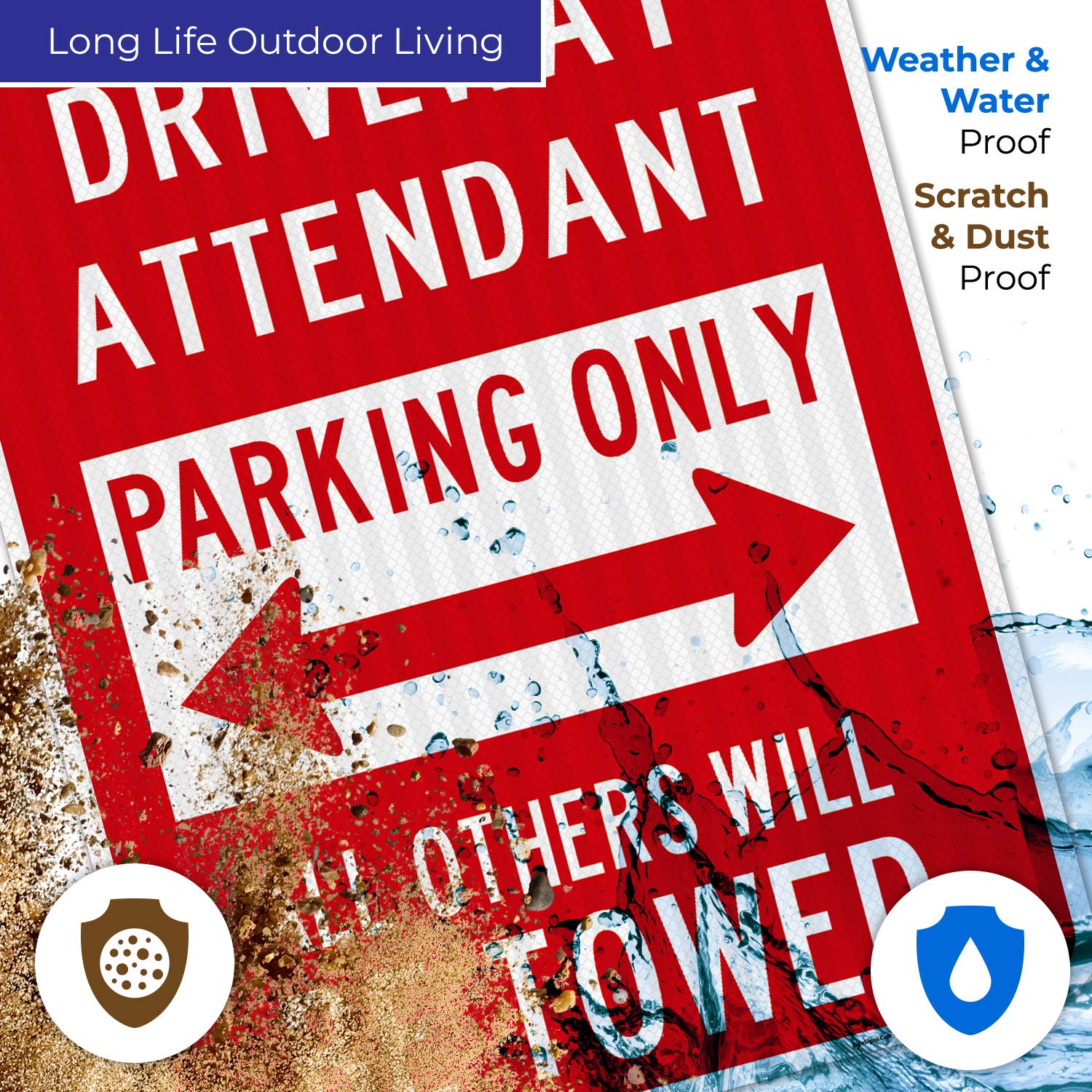 3M EGP Reflective Aluminum Driveway Parking Sign - 24x30 Inches, Fade Resistant & Easy Mounting for Indoor/Outdoor Use | Perfect for Private Property, Business Entrances & Parking Lot Directional Signs | Made in USA