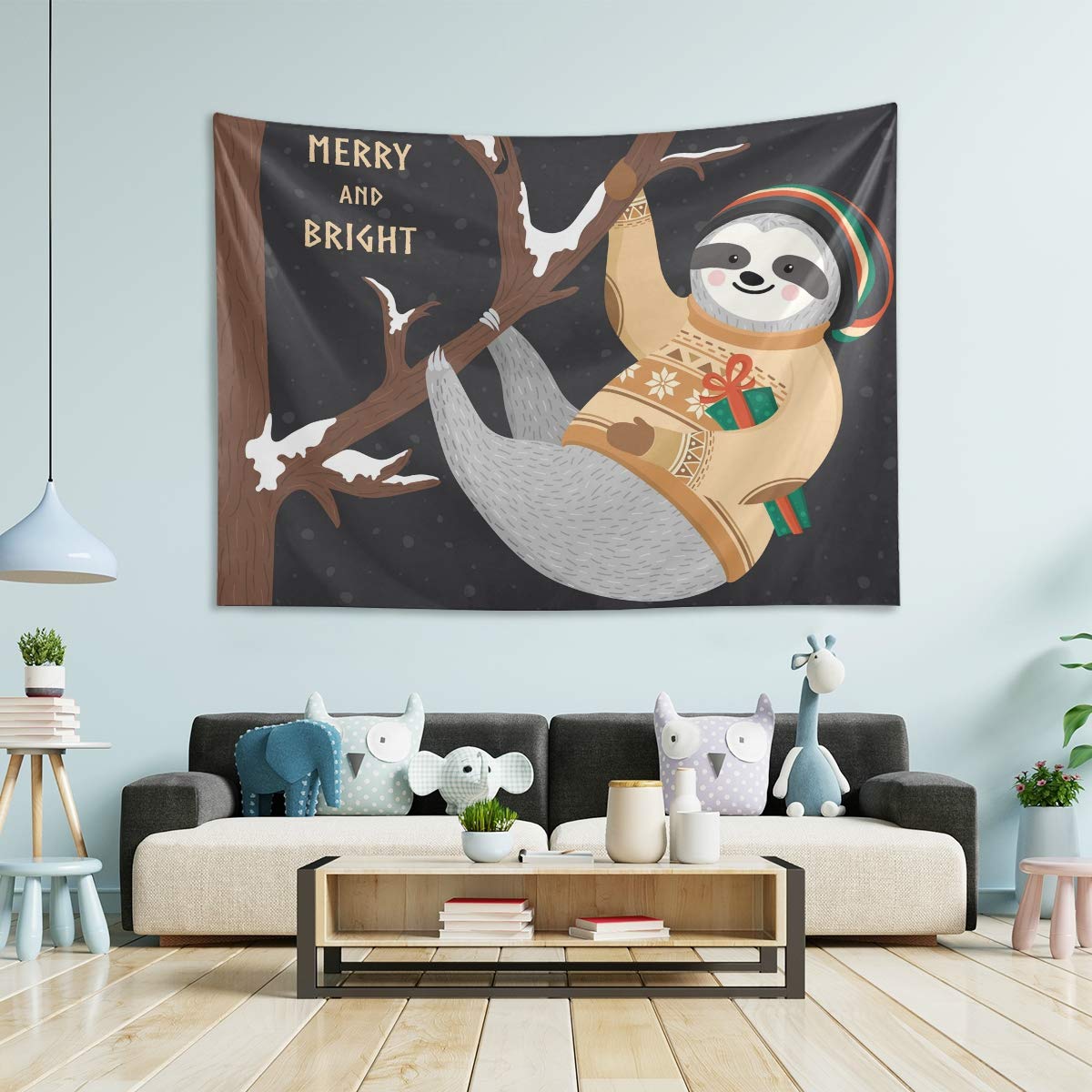 Funny Sloth Wall Tapestry - Large 80x60 Inch Bohemian Room Decor for Bedroom, Living Room & Dorm - Trippy Hippie Aesthetic Tapestry for Wall Hanging Decor | Perfect for Home Decor, Parties & Photo Backdrops