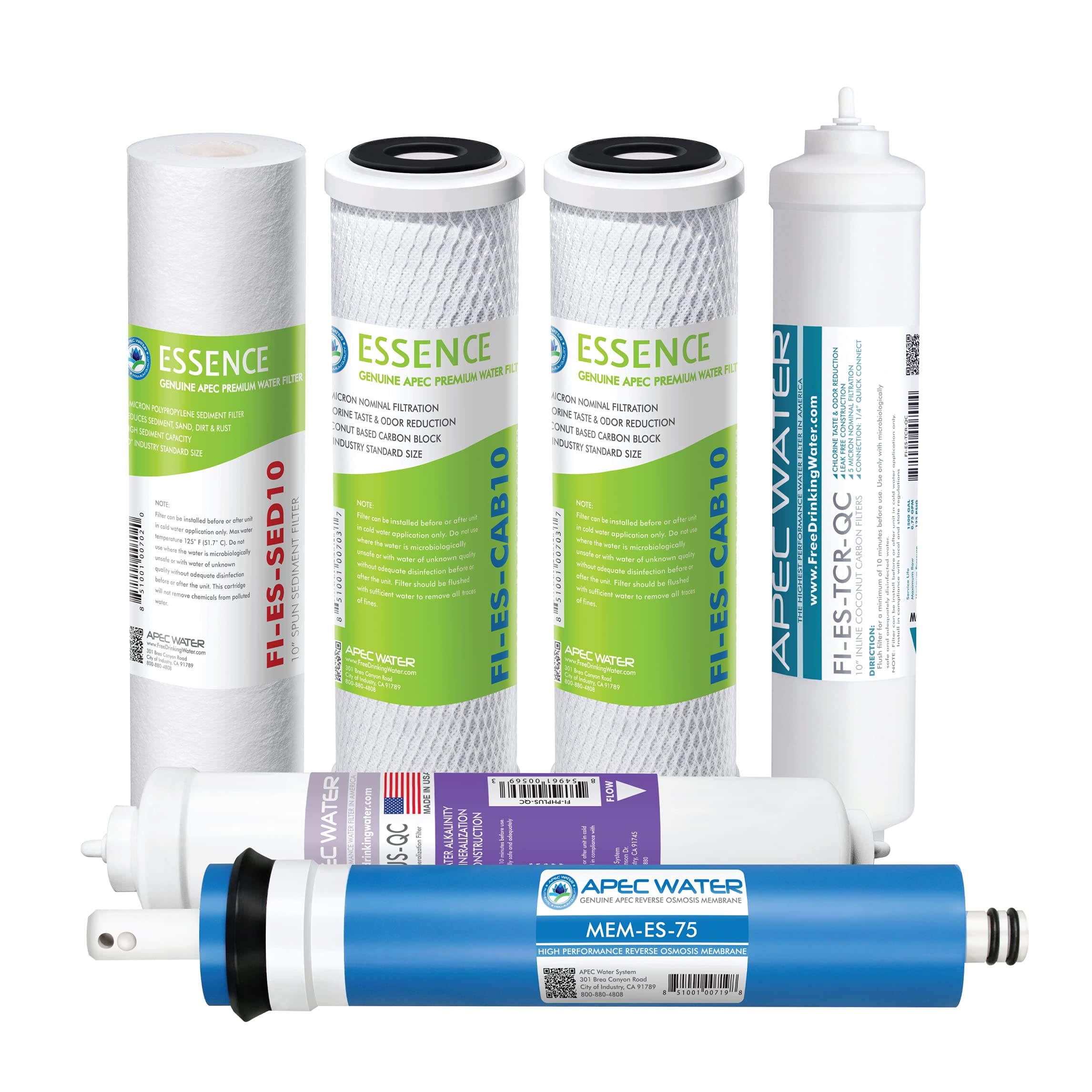 APEC FILTER-MAX-ESPH 75 GPD Complete Replacement Filter Set for ESSENCE Series Alkaline Reverse Osmosis Water Filter System - Includes 3 Pcs 3.5