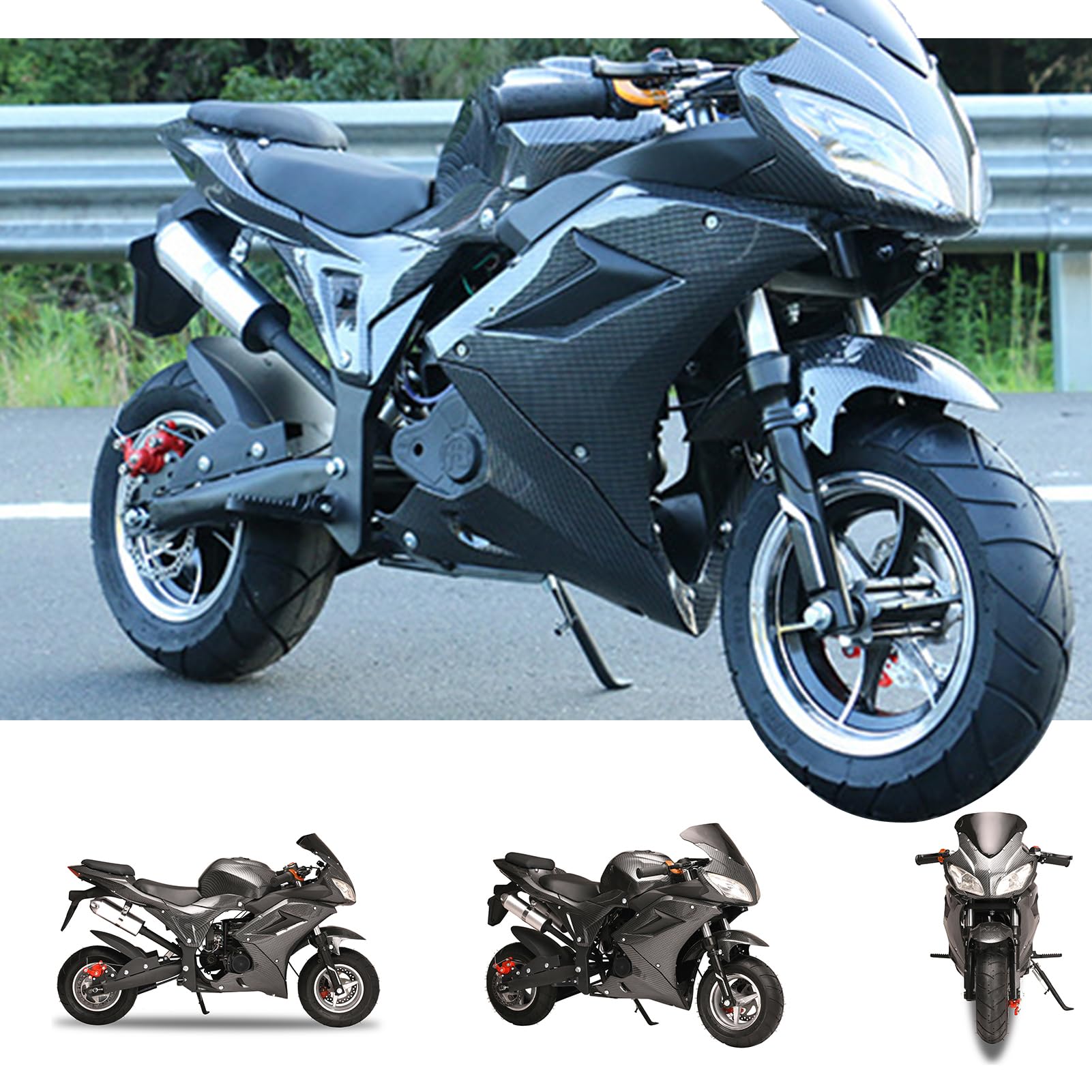49CC 4-Stroke Gas Powered Mini Dirt Bike for Adults & Kids - 50KM/H Top Speed, 400Lbs Max Load - Off-Road Trail Motorcycle, Pocket Rocket Bike - Perfect for Backyard Riding, Trail Adventures & Summer Outdoor Gifts (Black Plus)