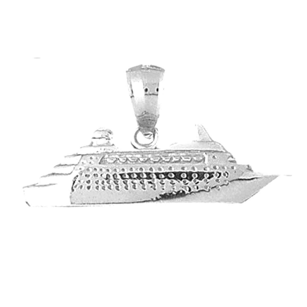 Sterling Silver 925 Cruise Ship Pendant Necklace - 18mm Elegant Nautical Jewelry for Travel Lovers & Cruise Vacations