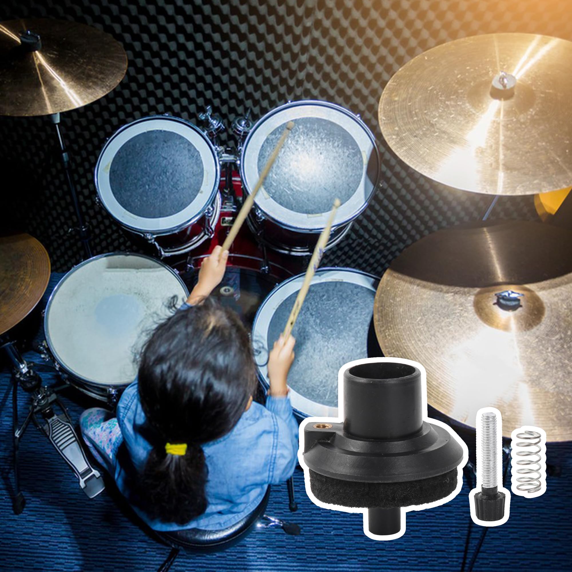 22mm Black Rubber Hi Hat Cymbal Holder Clamp - Drum Parts Accessories for Professional Drum Kits & Music Performances