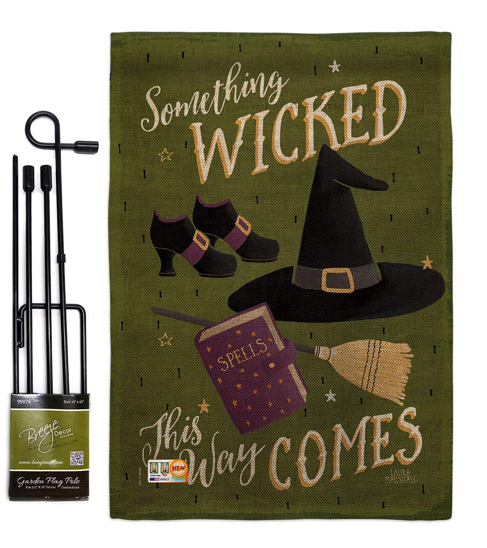 Halloween Garden Flag Set - Witch, Black Cat & Pumpkin Decor for Fall