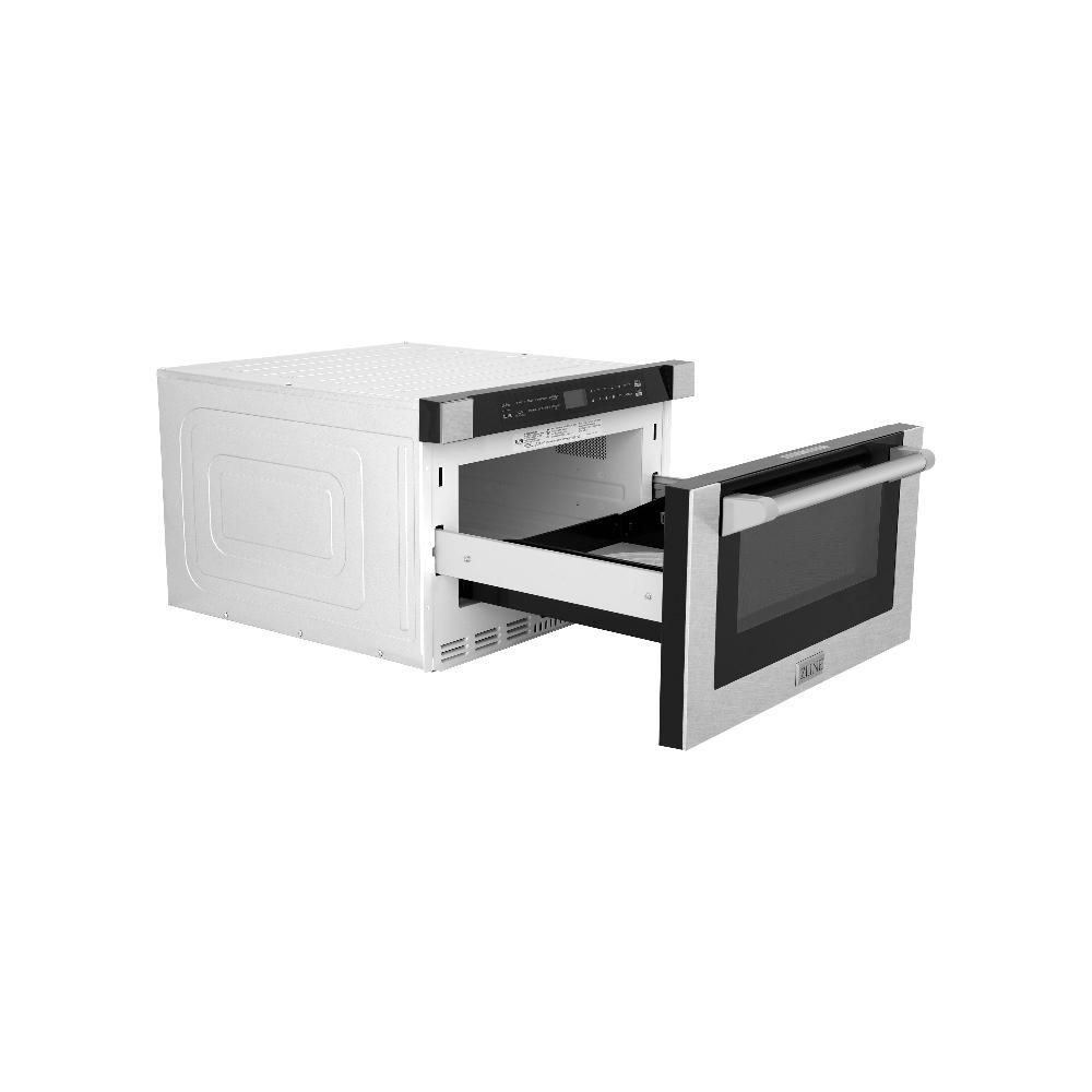 ZLINE 24 Inch Built-In Microwave Drawer - 1.2 cu.ft Capacity, Satin Stainless Steel with Traditional Handle (MWD 1 SS H) - Perfect for Modern Kitchens, Small Spaces & Seamless Cabinet Integration