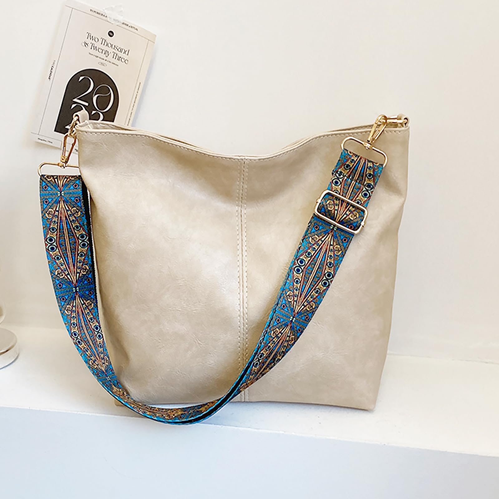 Stylish Vegan Leather Hobo Crossbody Bag for Women - Boho Shoulder Purse with Guitar Strap, Tote & Bucket Handbag | Perfect for Work, Travel & Casual Outings