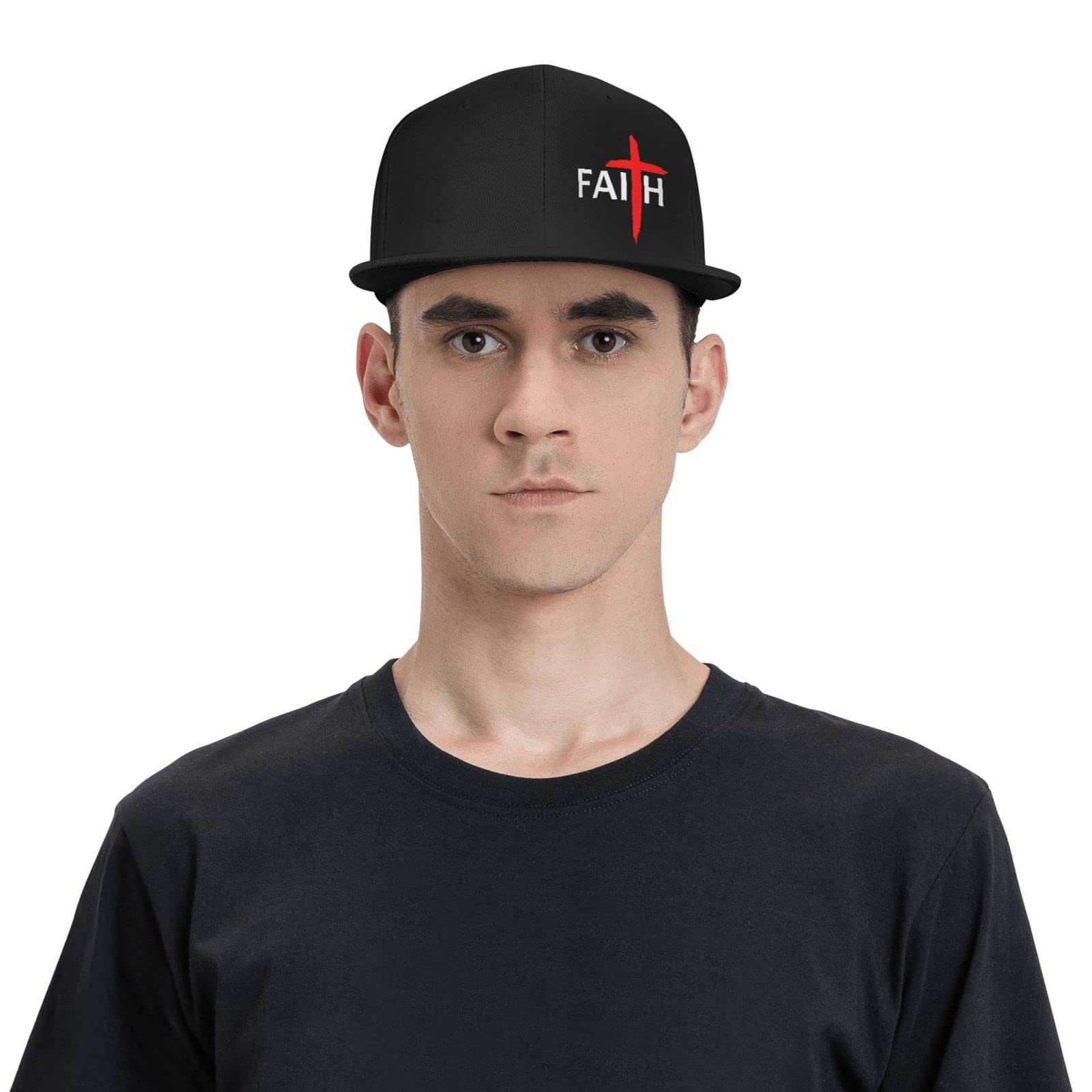 DARLEKS Christian Jesus Cross Baseball Cap - Religious Flat Bill Trucker Hat for Men & Women - Cool Hip Hop Style - Perfect for Church, Concerts & Outdoor Activities