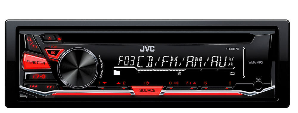 JVC KD-R370 Bluetooth Car Stereo Receiver - Wireless Audio Streaming, Hands-Free Calling, USB Port - Perfect for Road Trips & Commuting