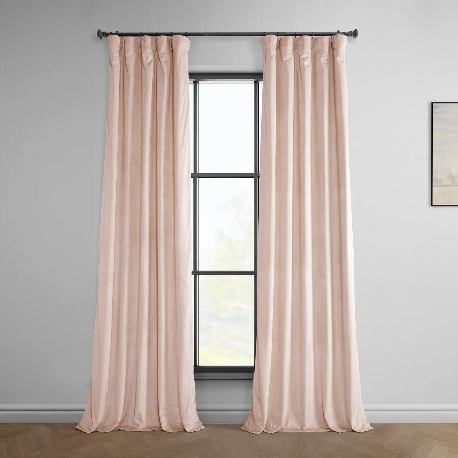 Light Pink Heritage Plush Velvet Blackout Curtains for Bedroom - Thermal Insulated Noise Reducing Window Drapes for Living Room & Nursery