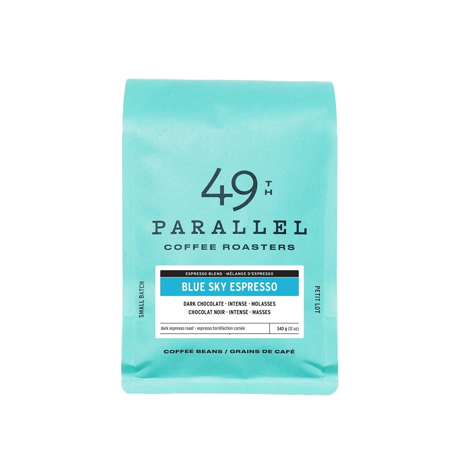 49th Parallel Blue Sky Whole Bean Espresso Coffee - 340g (12oz) Medium Roast for Rich Flavor - Perfect for Home Brewing, Espresso Machines & French Press