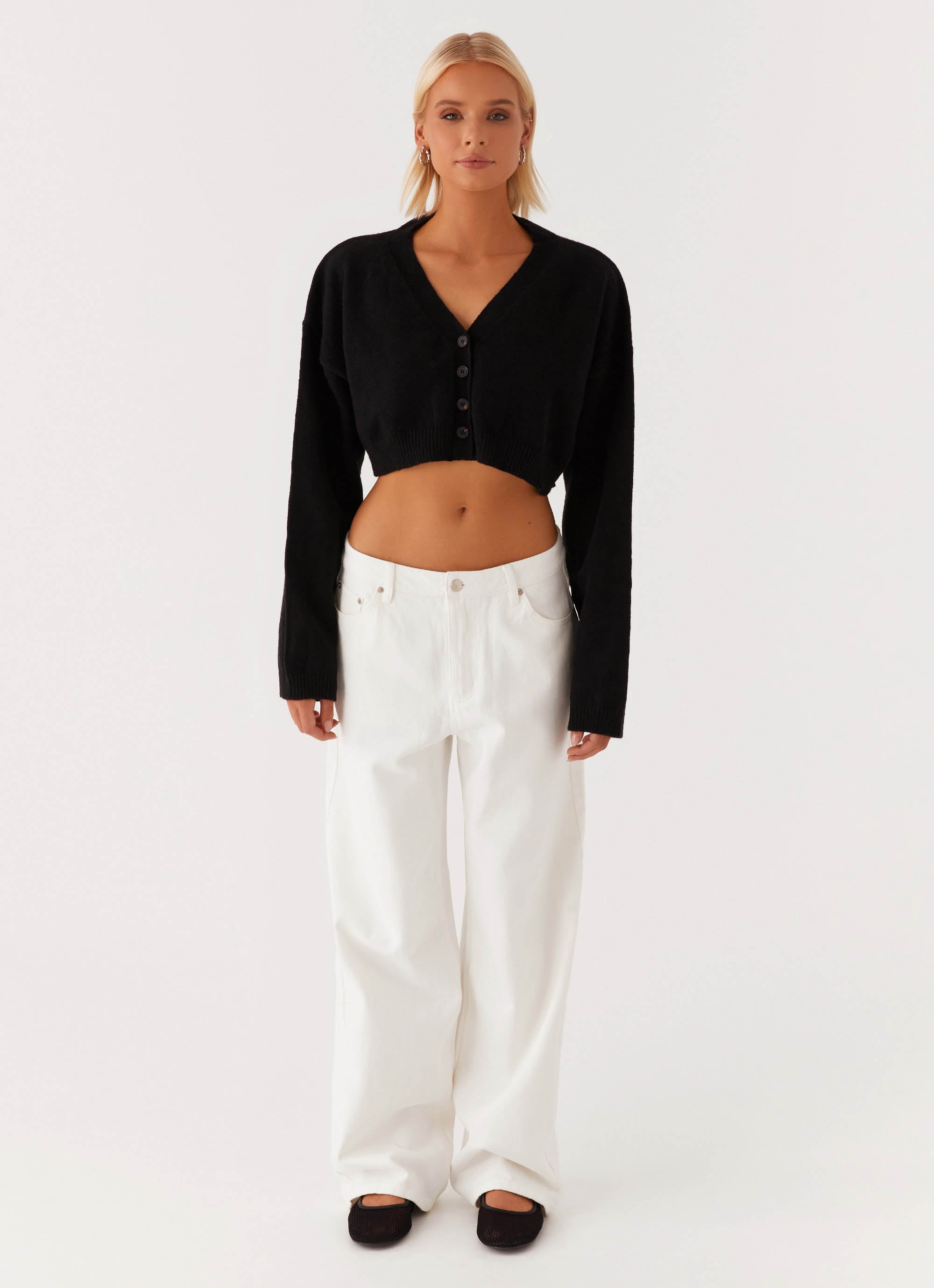 Endlessly Cropped Cardigan Sweater - Black | Women's Fashion Knitwear | Perfect for Layering, Casual Outfits & Office Wear